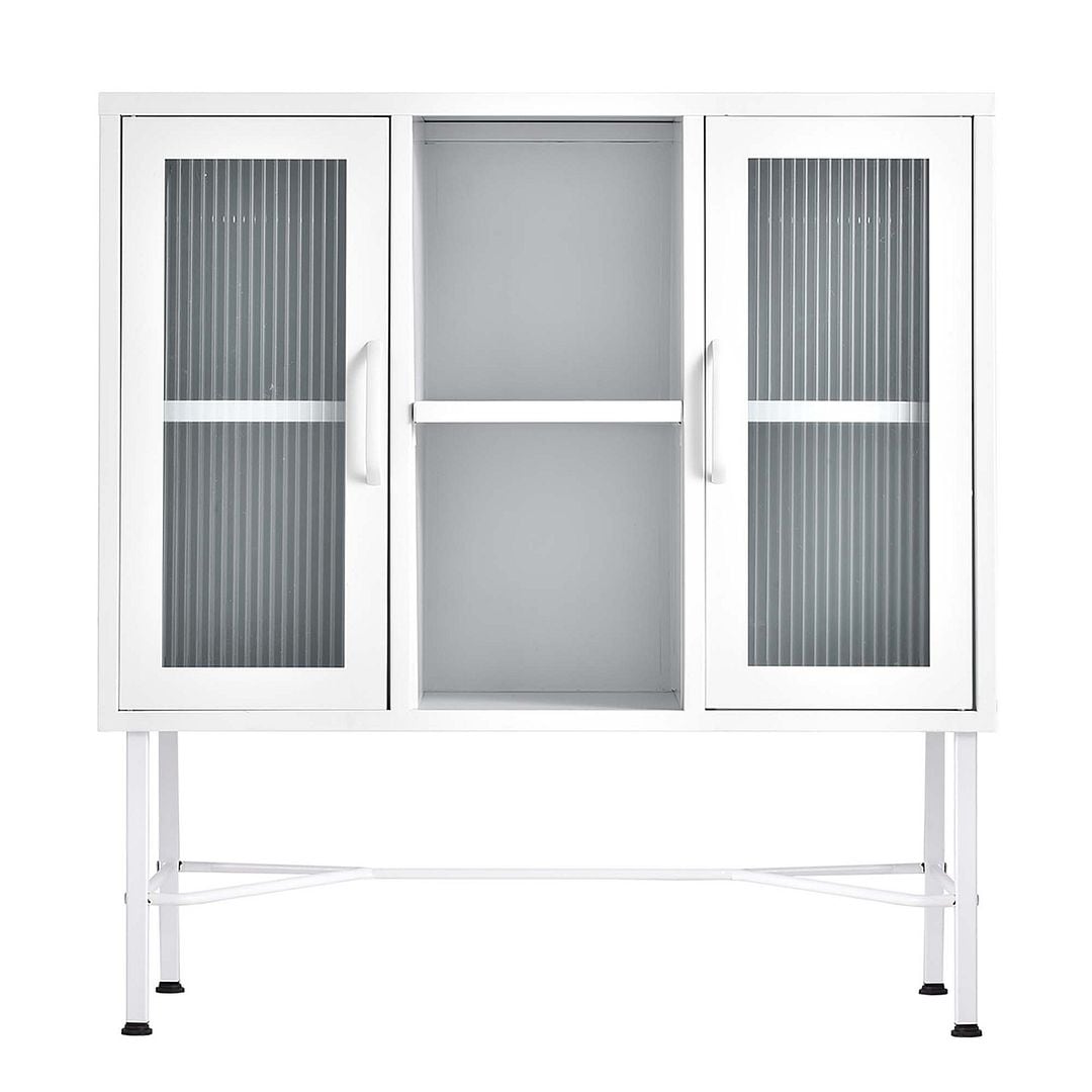 Metal Storage White 2-Door Accent Cabinet