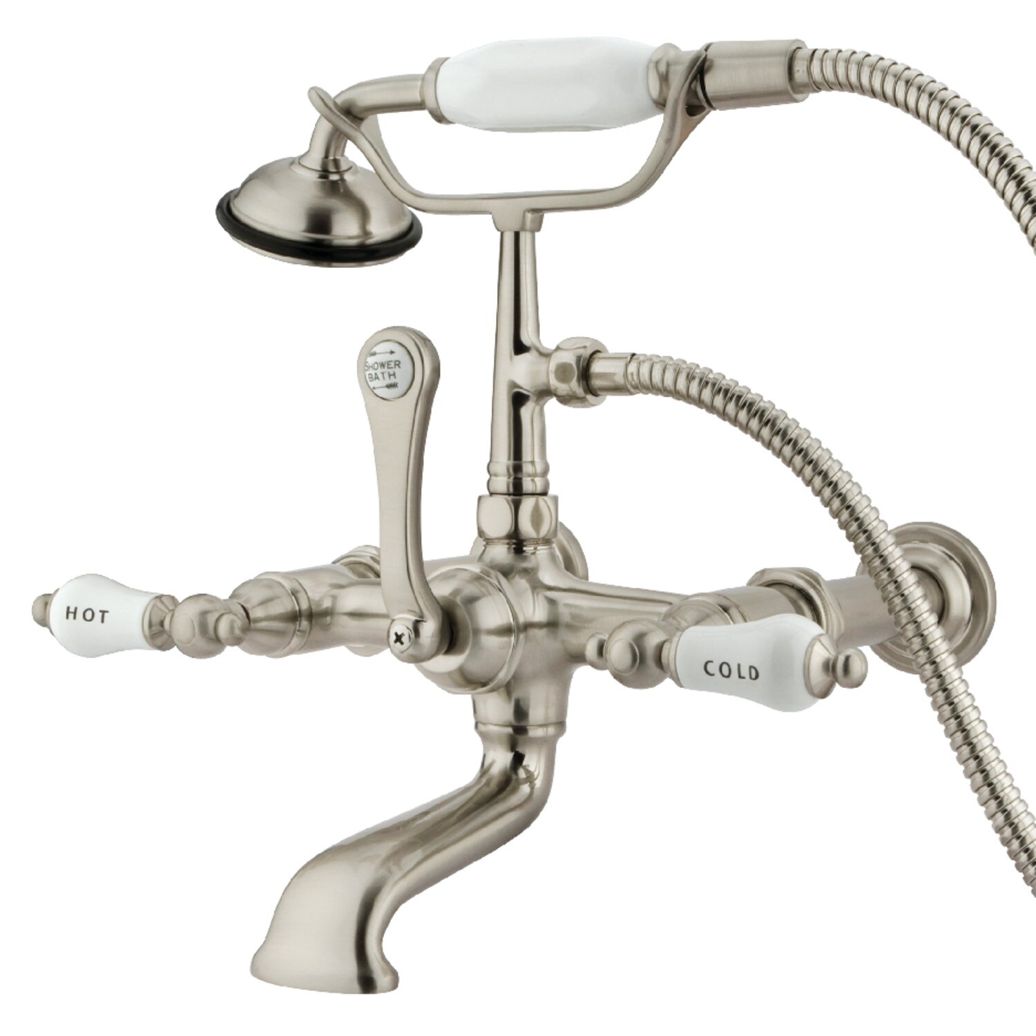 Vintage 7 in. Wall Mount Tub Faucet with Hand Shower