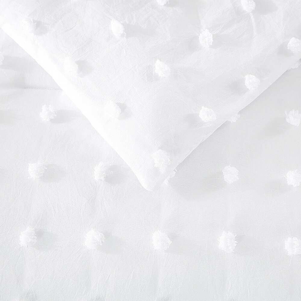 3 Piece Tufted Dot Comforter Set Queen White