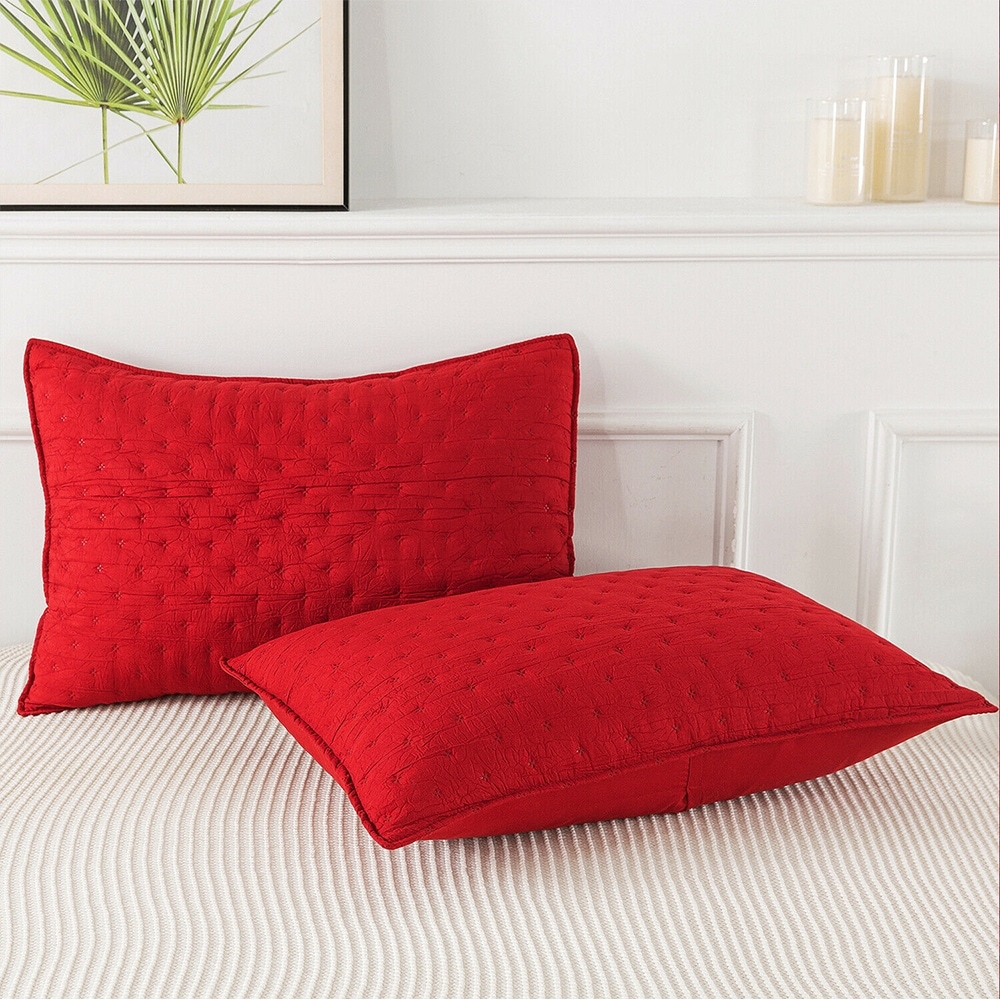 Solid Comforter Set with 2 Pillow Shams King Red