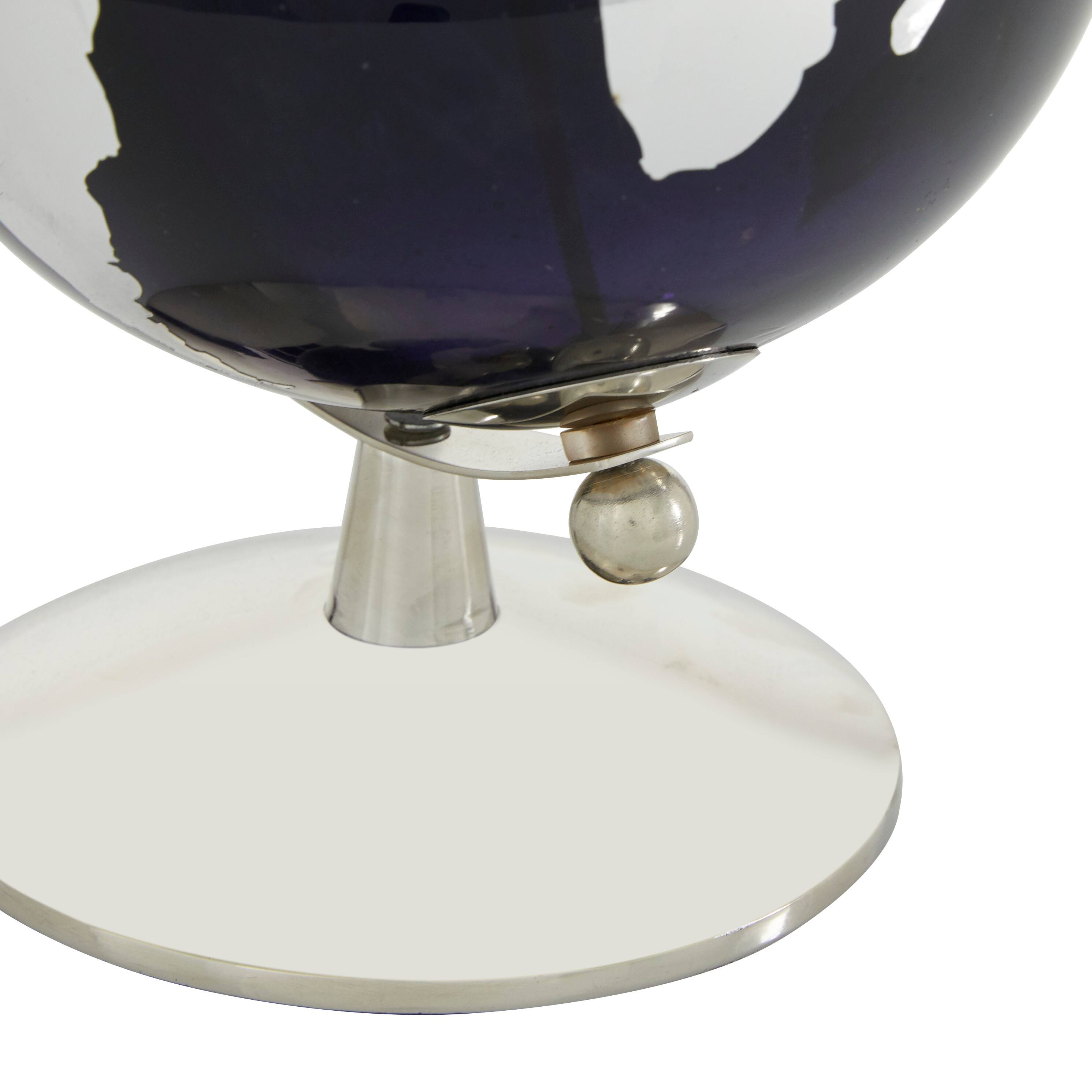 Black Stainless Steel Globe with Silver Accents - 6x8
