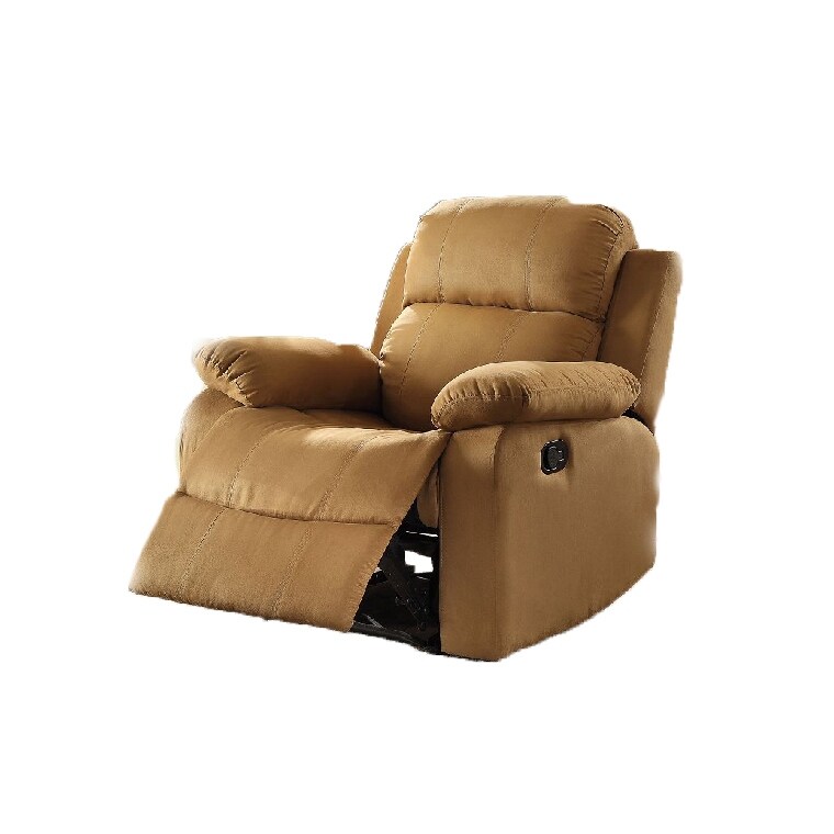Modern 300Lbs Microfiber Recliner Living Room in Brown, Easy to Reach External Handle, KD Back Motion Reclining