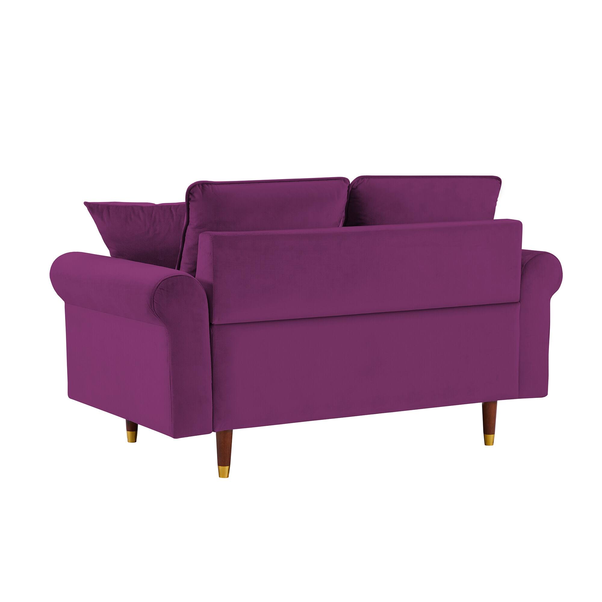 Modern Velvet Sofa Couch with 2 Pillows, Loveseat Sofa with Wood Legs