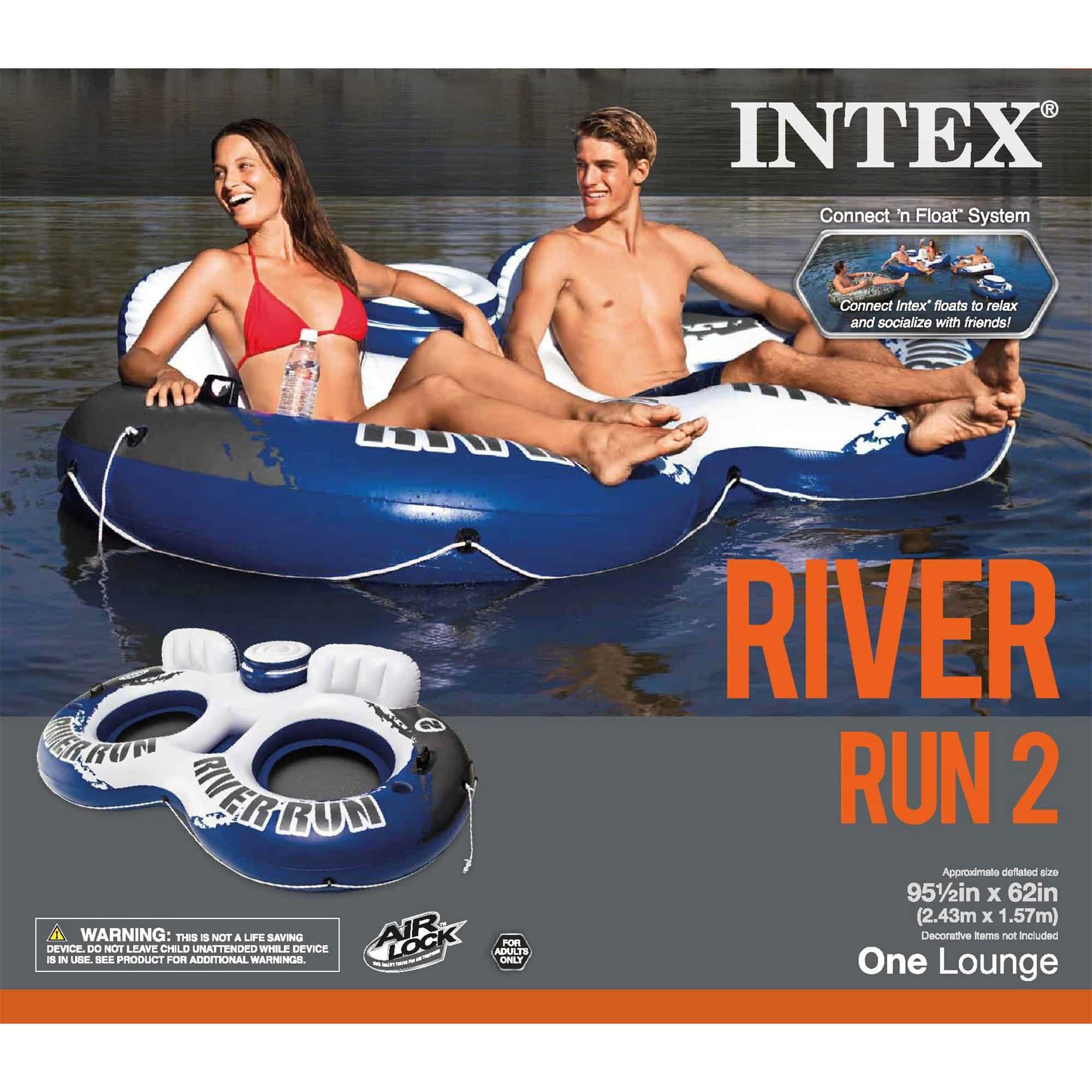 Intex River Run II 2-Person Water Tube with Cooler and Connectors (2 Pack) - 7