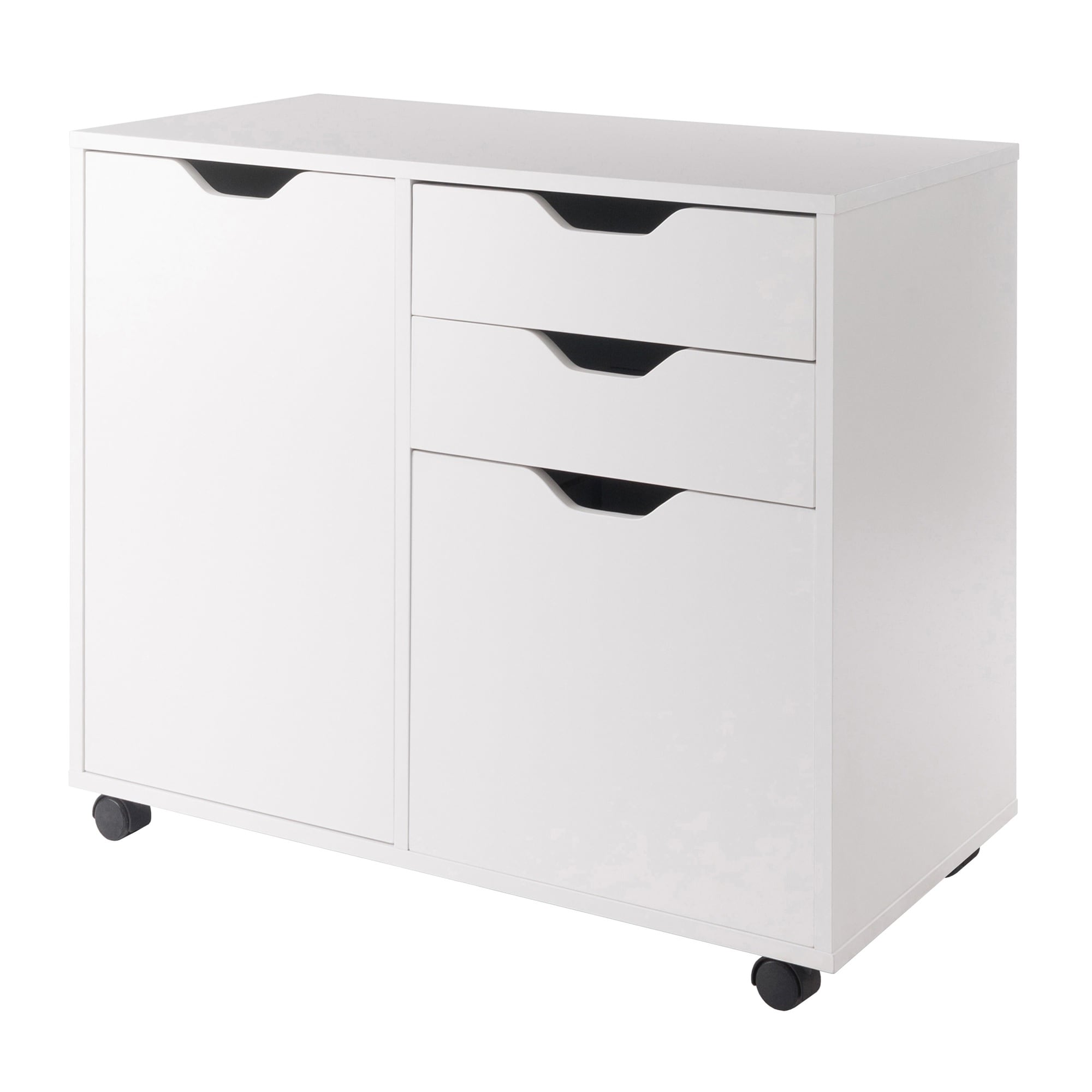 30.75" White Two Section Mobile Filing Cabinet