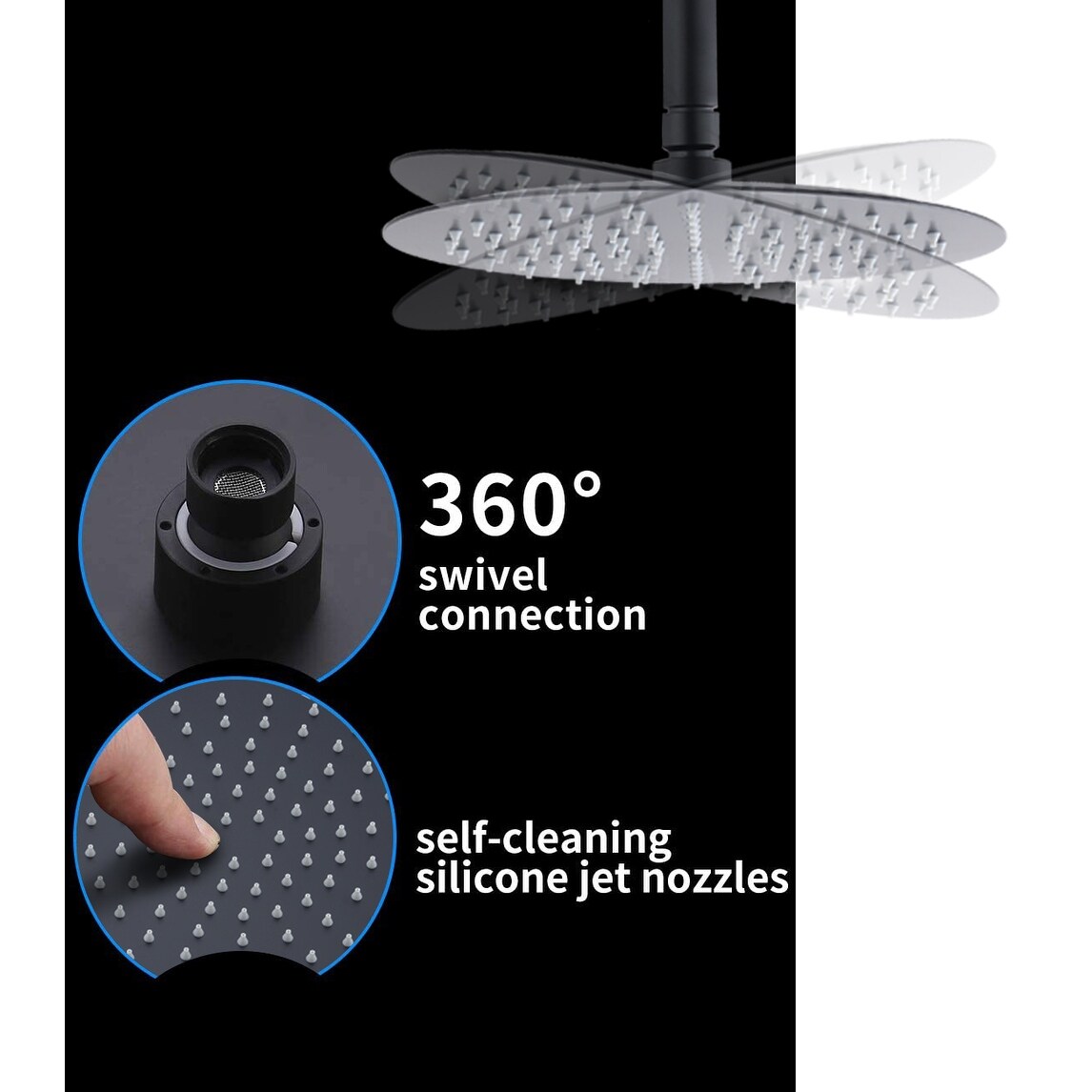 PROOX 10" Rain Showerhead and Shower Handheld Combo Ceiling Mounted Shower Set with Valve