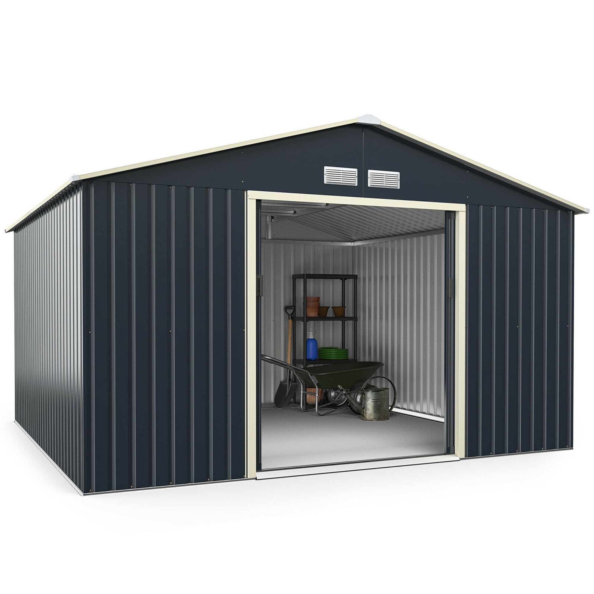 Gymax Outdoor Tool Storage Shed Large Utility Storage House w/ Sliding