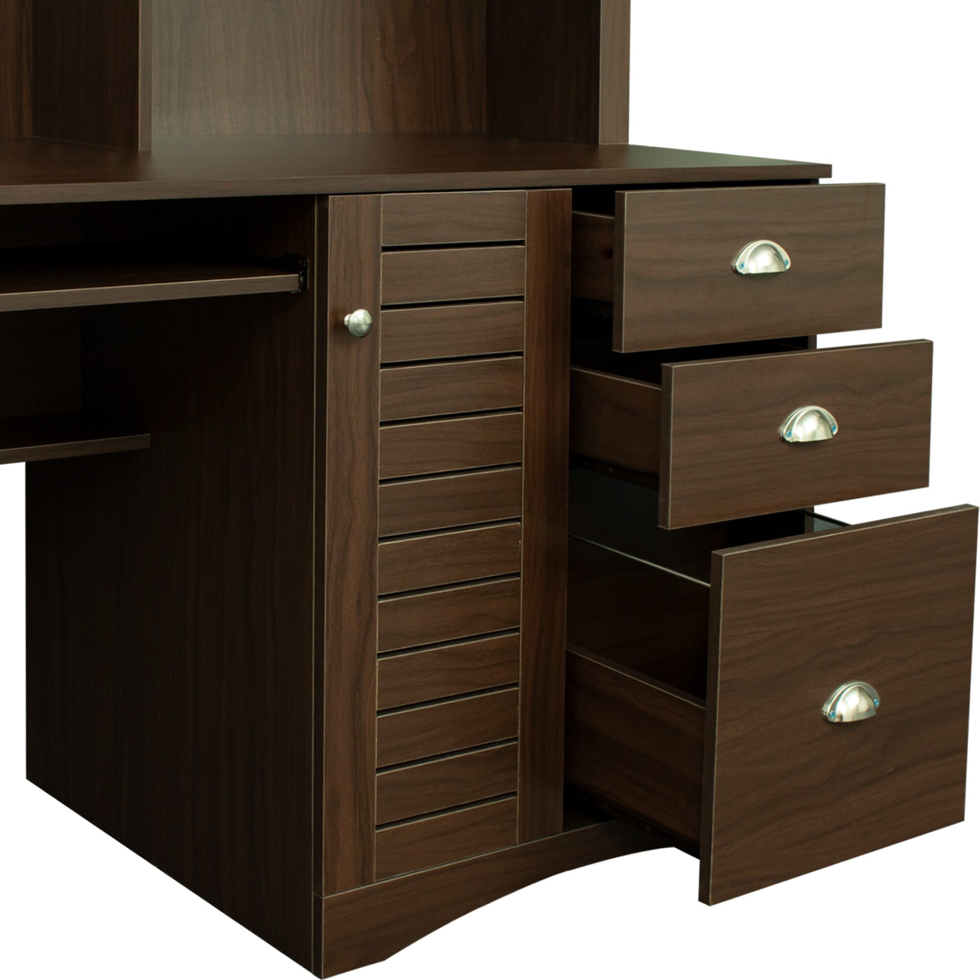 Computer Desk with Hutch for Home Office- 3-Drawers, Shelf and Cabinet