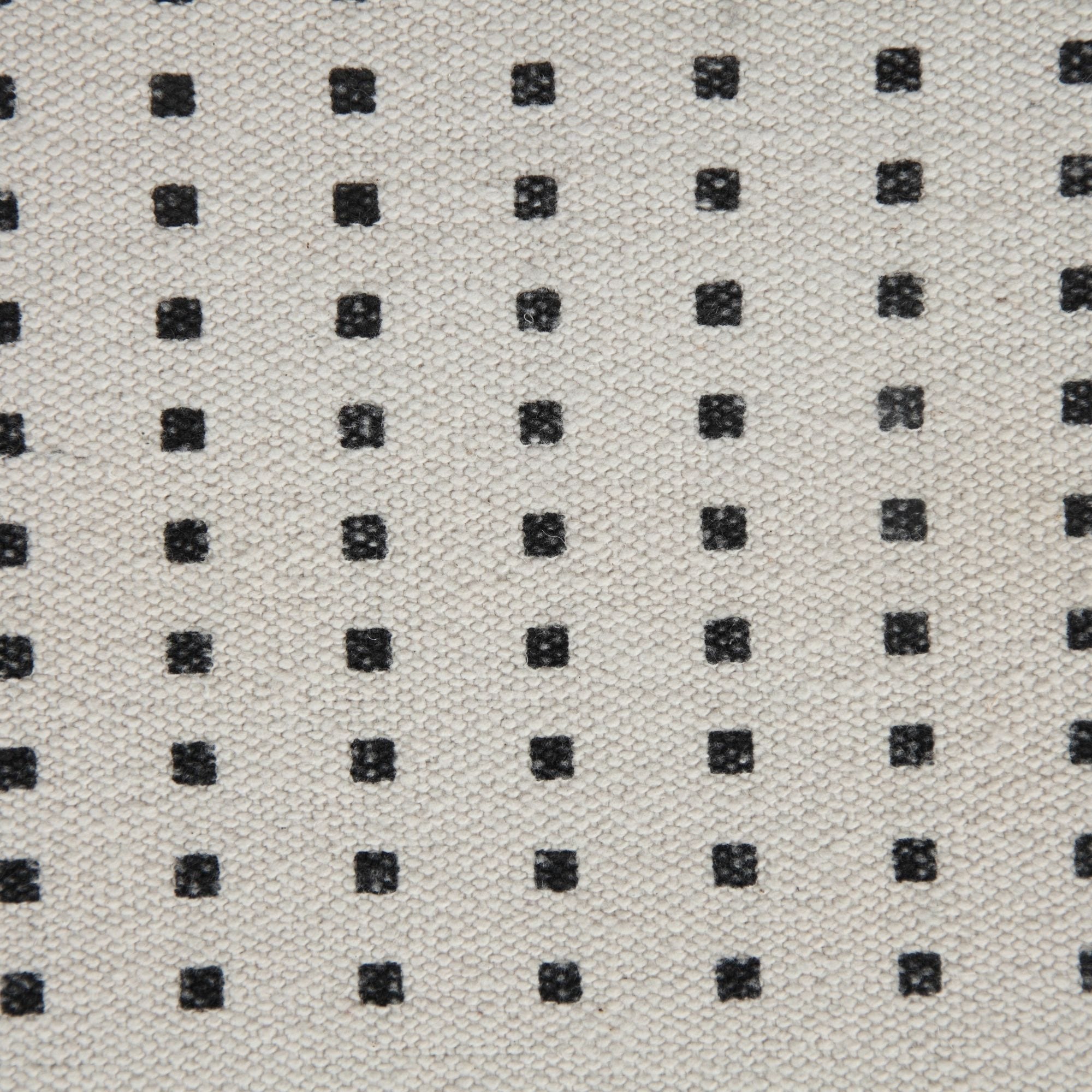 18" White and Black Geometric Textured Square Pouf Ottoman