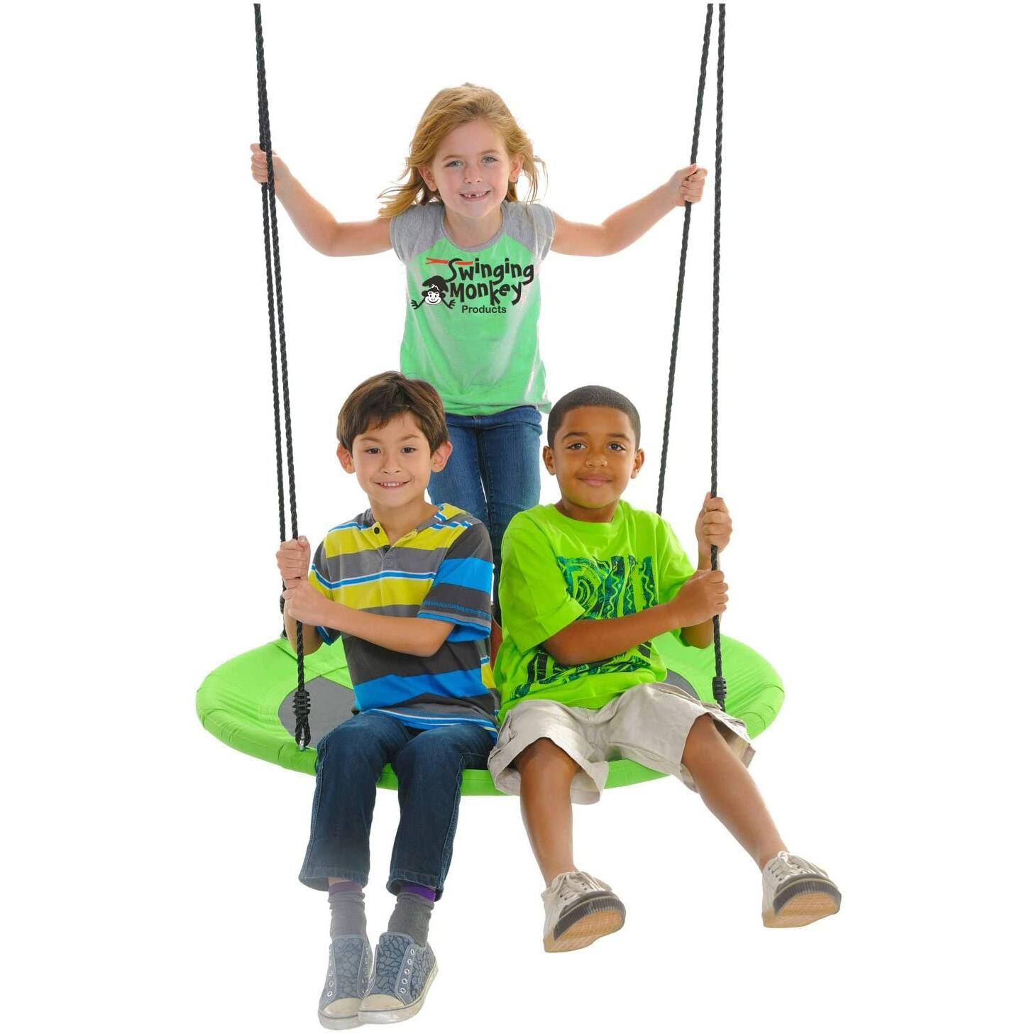 Swinging Monkey Giant 40" Web Outdoor Family Play Saucer Swing, Green (2 Pack)