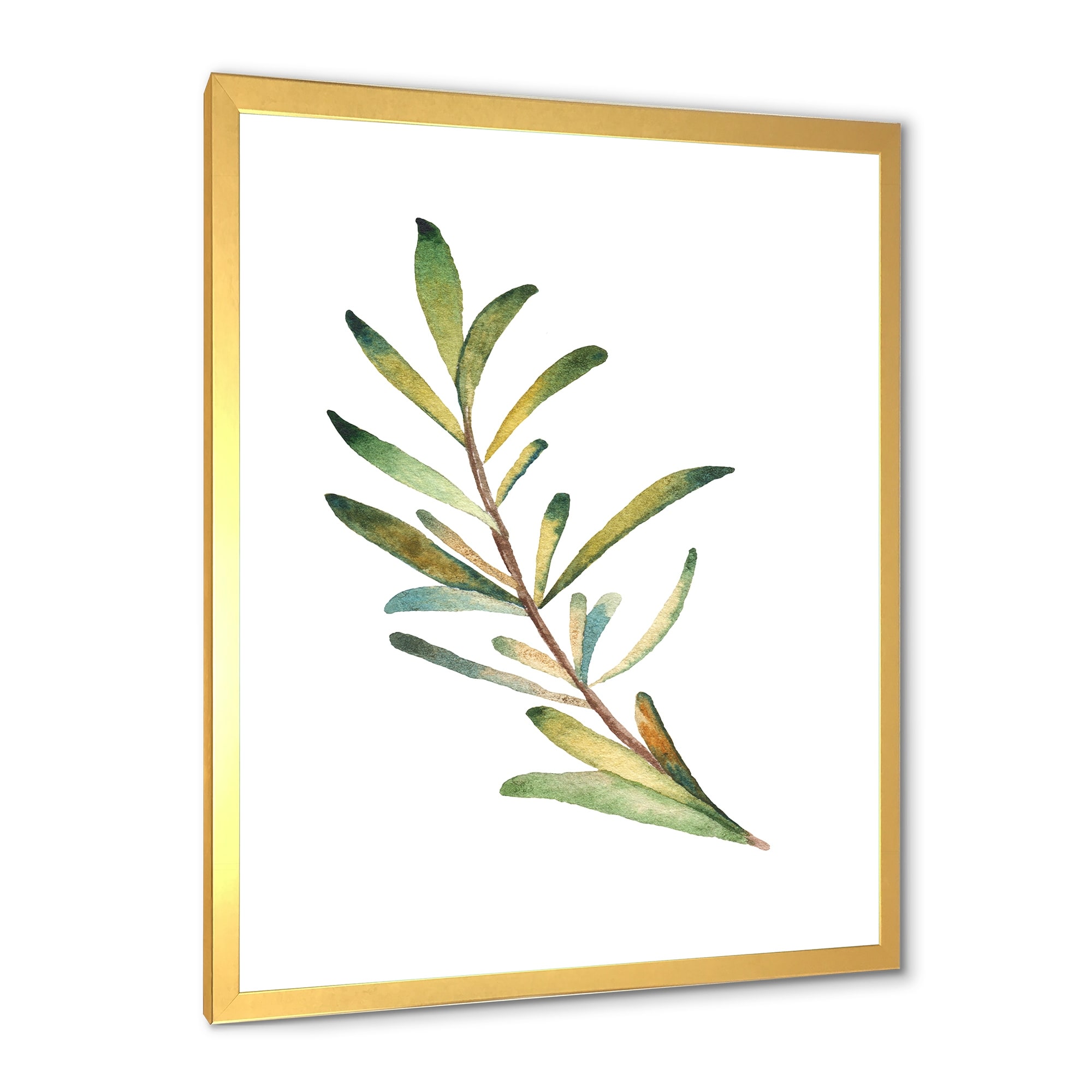 Designart "Leaf Rosemary Branch" Traditional Framed Art Print