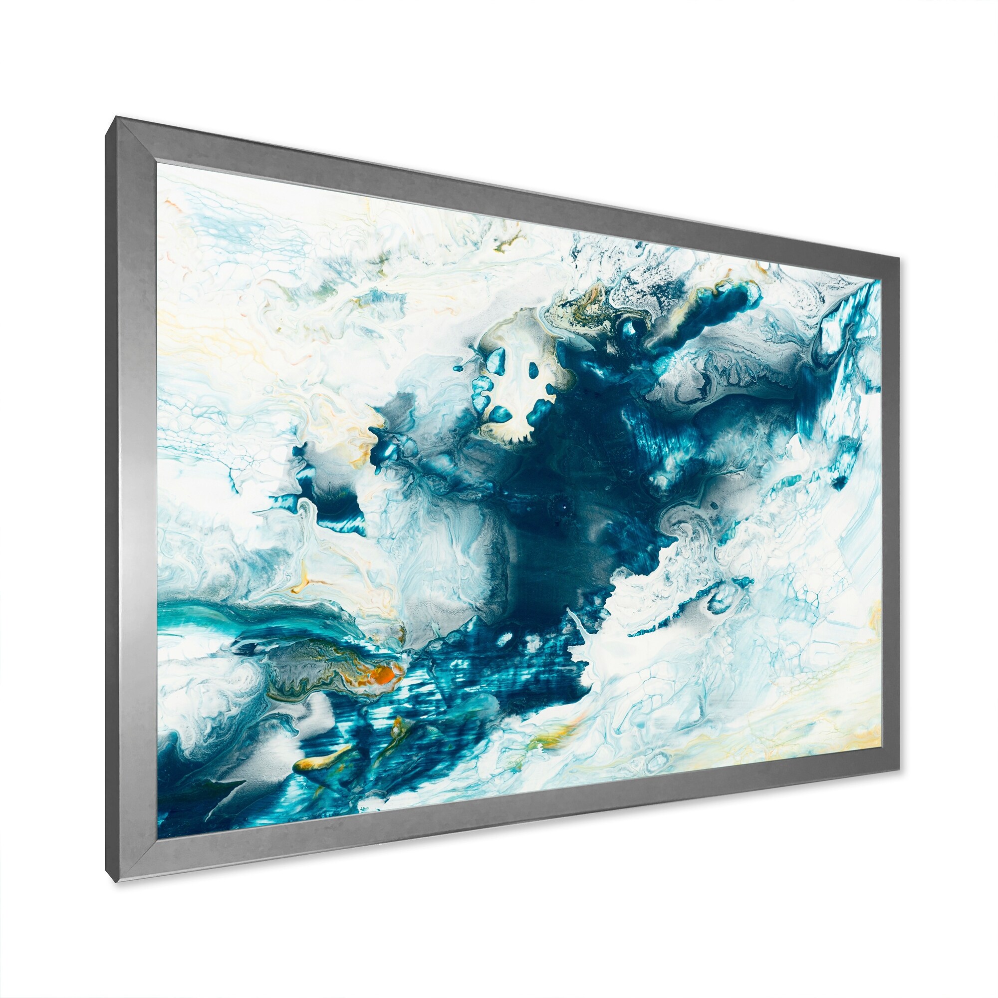 Designart "Blue Creative Abstract Liquid Art" Modern Framed Art Print