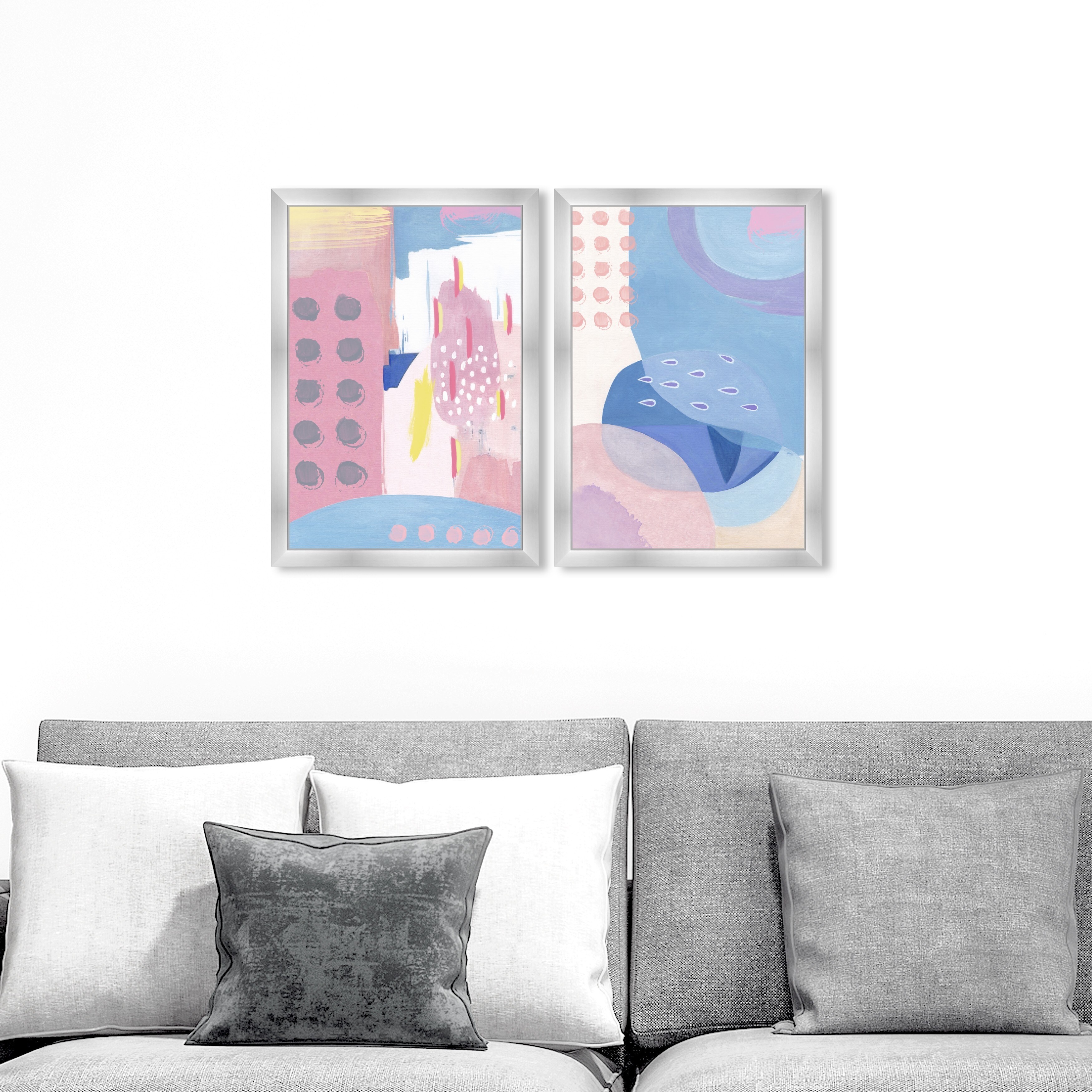 Oliver Gal 'Pastel Brushstroke Dots' Abstract Pink Wall Art Canvas Print