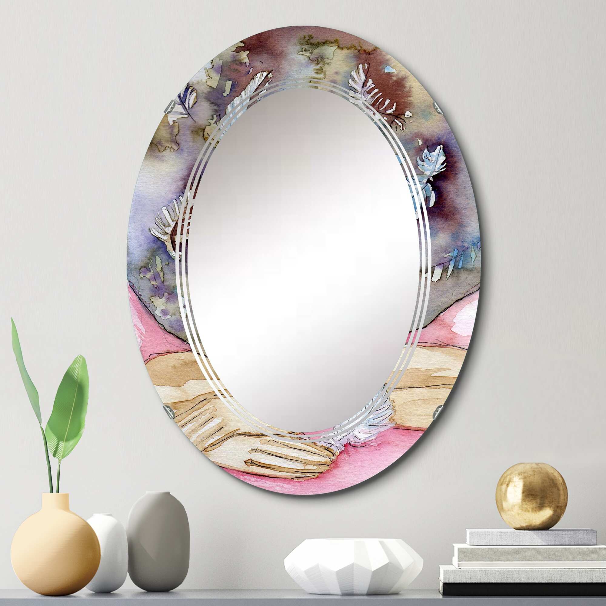 Designart 'Abstract Portrait Of A Young Woman' Printed Glam Wall Mirror