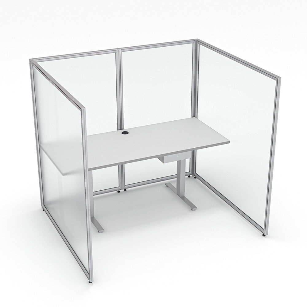 Freestanding U-Shaped Clear Cubicle Electric Sit-To-Stand Desk 5X6X65H
