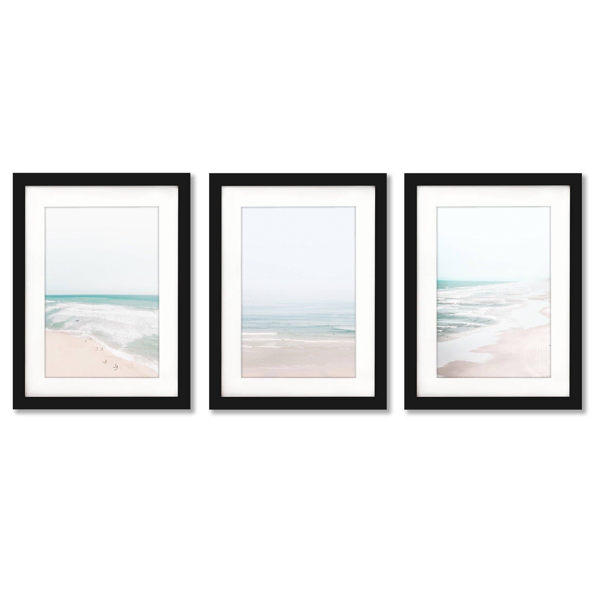 Bright Aerial Ocean Tanya Shumkina Coastal - 3 Piece Framed Gallery Art Set