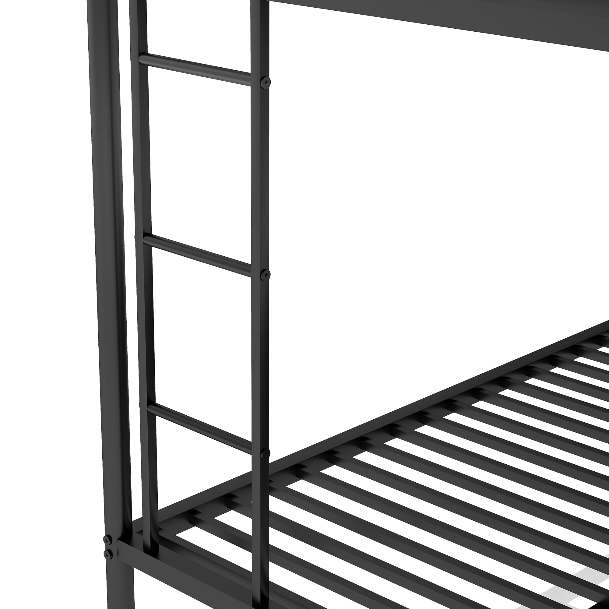 Industrial Black Twin over Full Metal Bunk Bed with Trundle