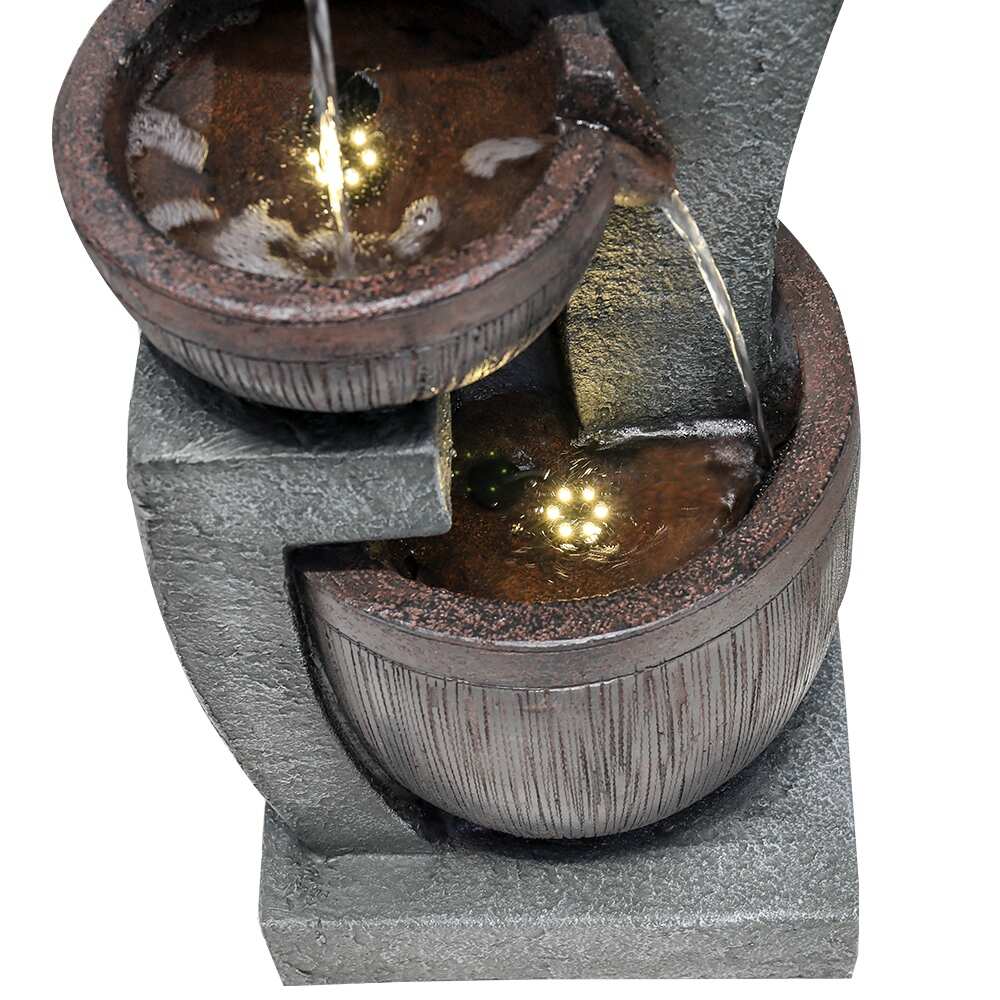 43.7-inch H Outdoor Garden Fountain with LED Lights 5-Tier Waterfall
