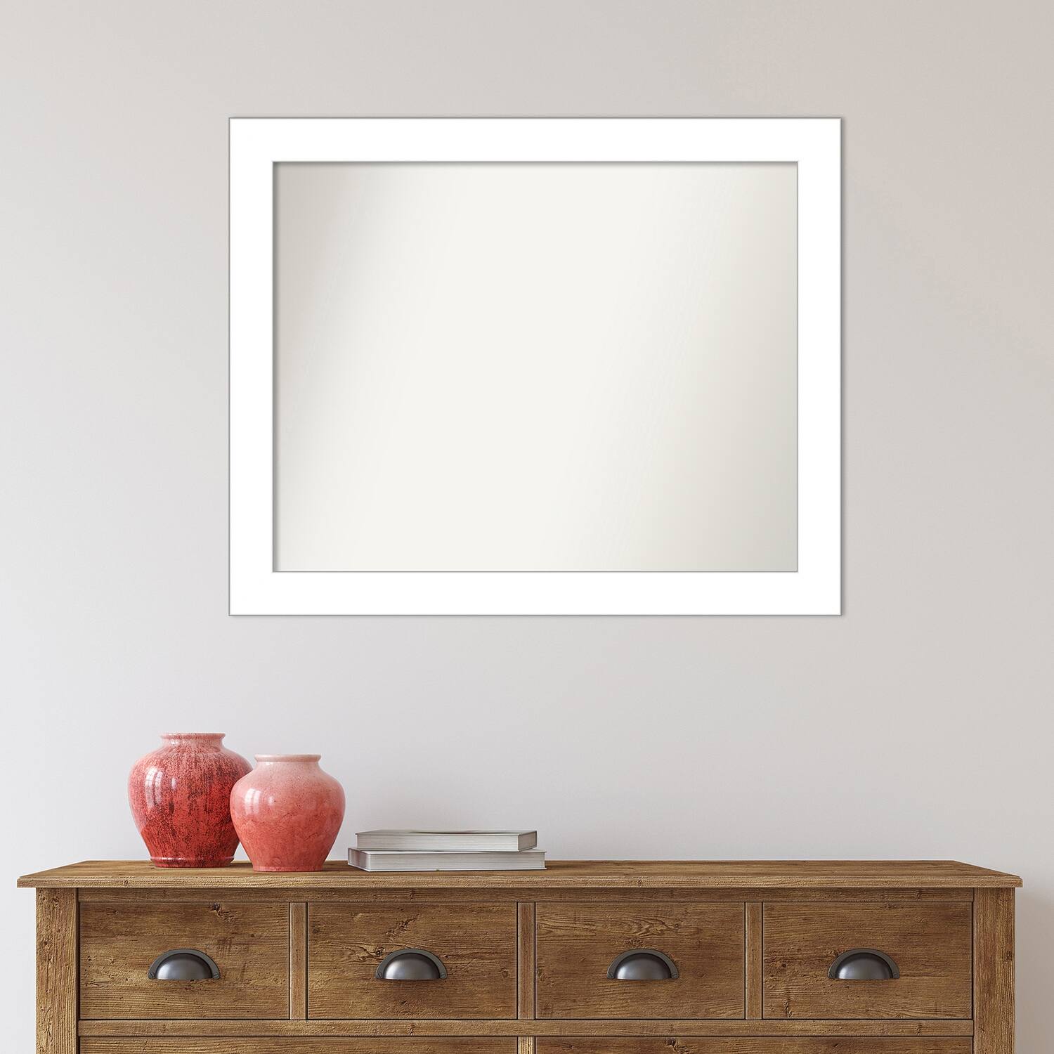 Non-Beveled Wall Mirror - Wedge White Frame
