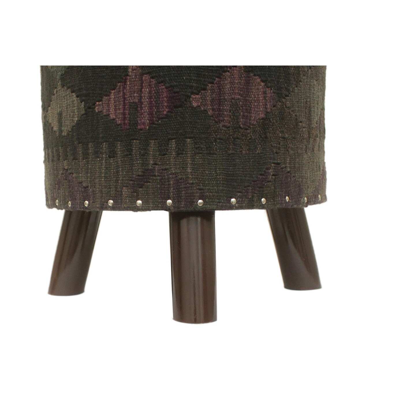 Southwestern Watson Handmade Kilim Upholstered Footstool