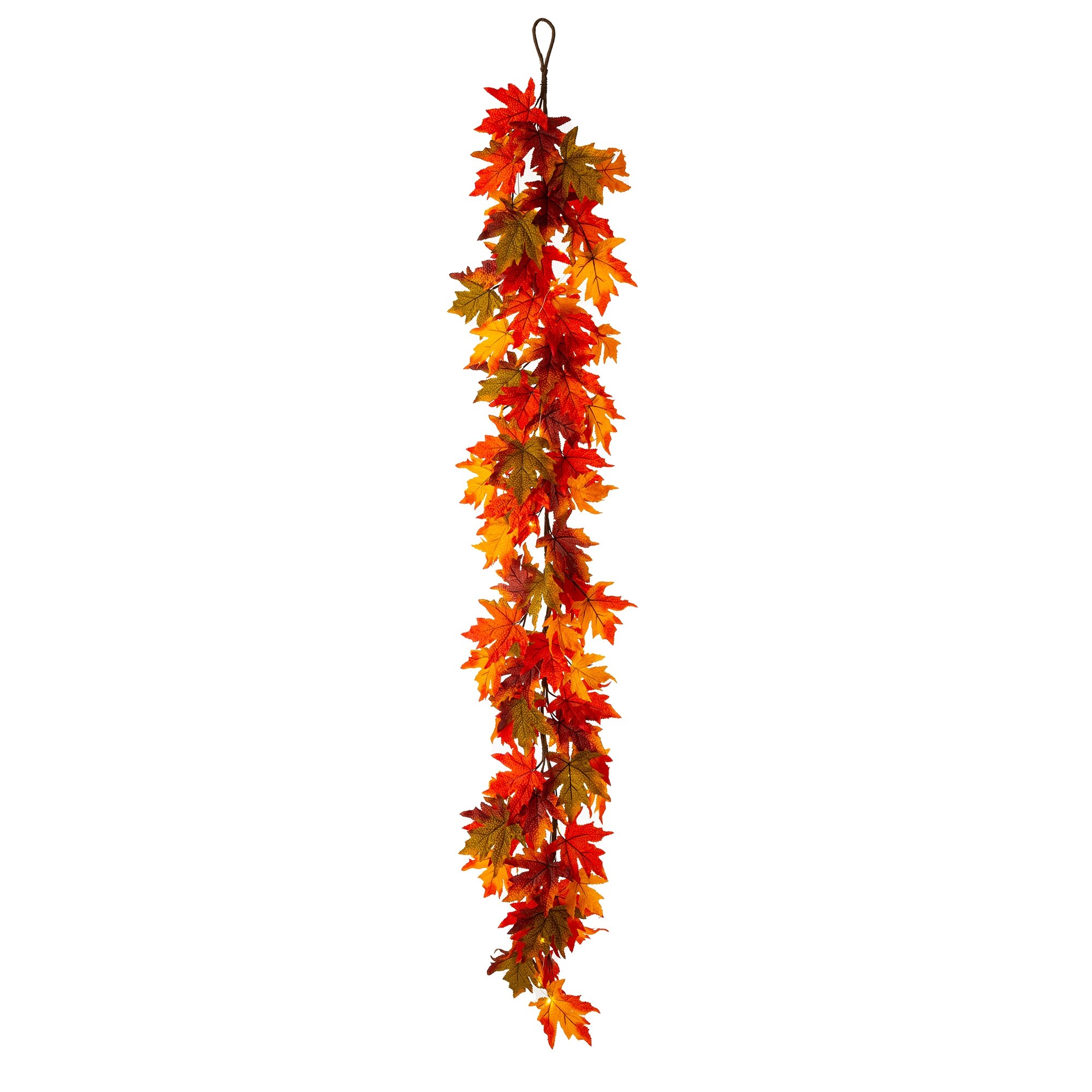 Glitzhome LED Lighted Fall Maple Leaves Wreath/Garland for Thanksgiving