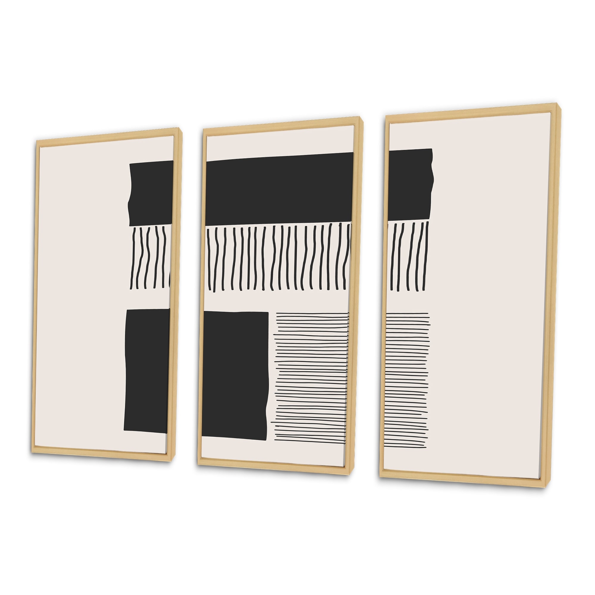 Designart "Minimal Geometric Lines And Squares VII" Modern Framed Art Prints Set of 3 - 4 Colors of Frames
