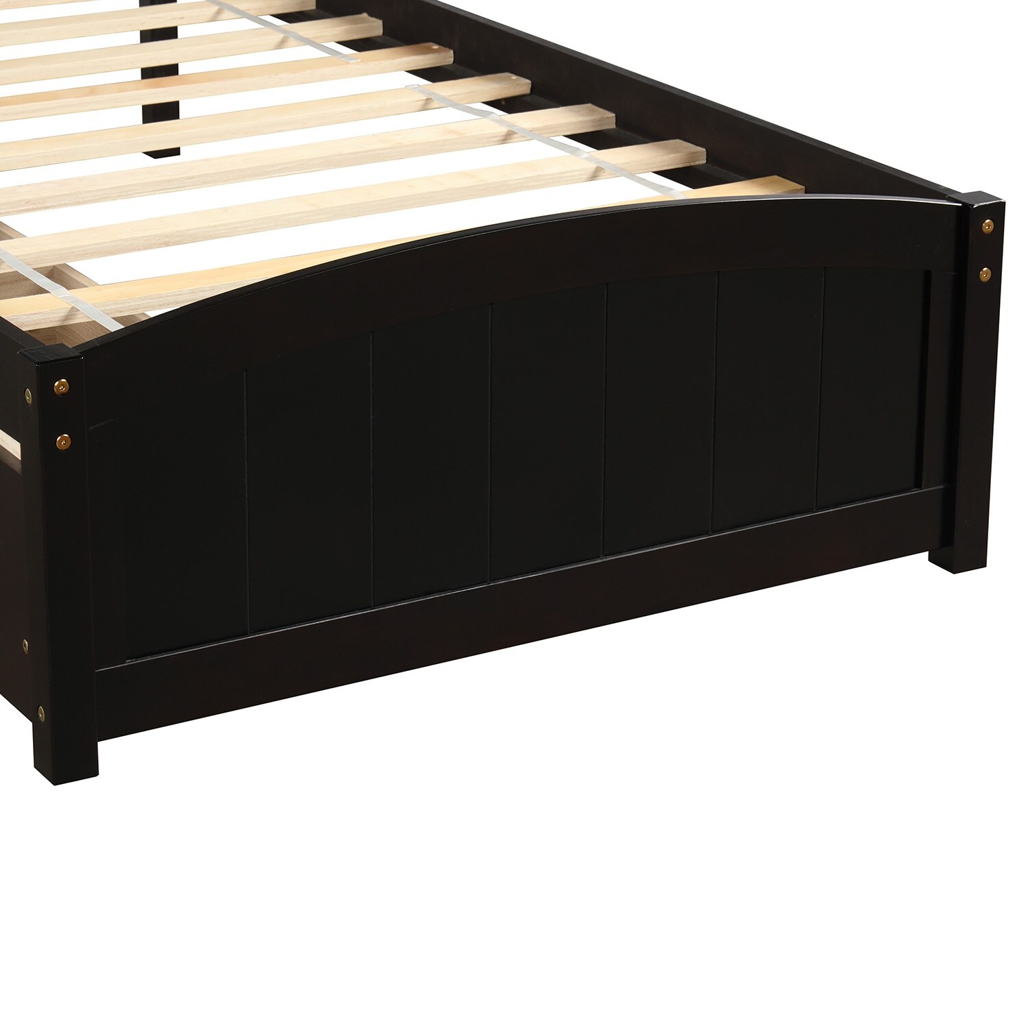 Twin Size Solid Pine Wood Platform Bed with 2 Storage Drawers and Headboard