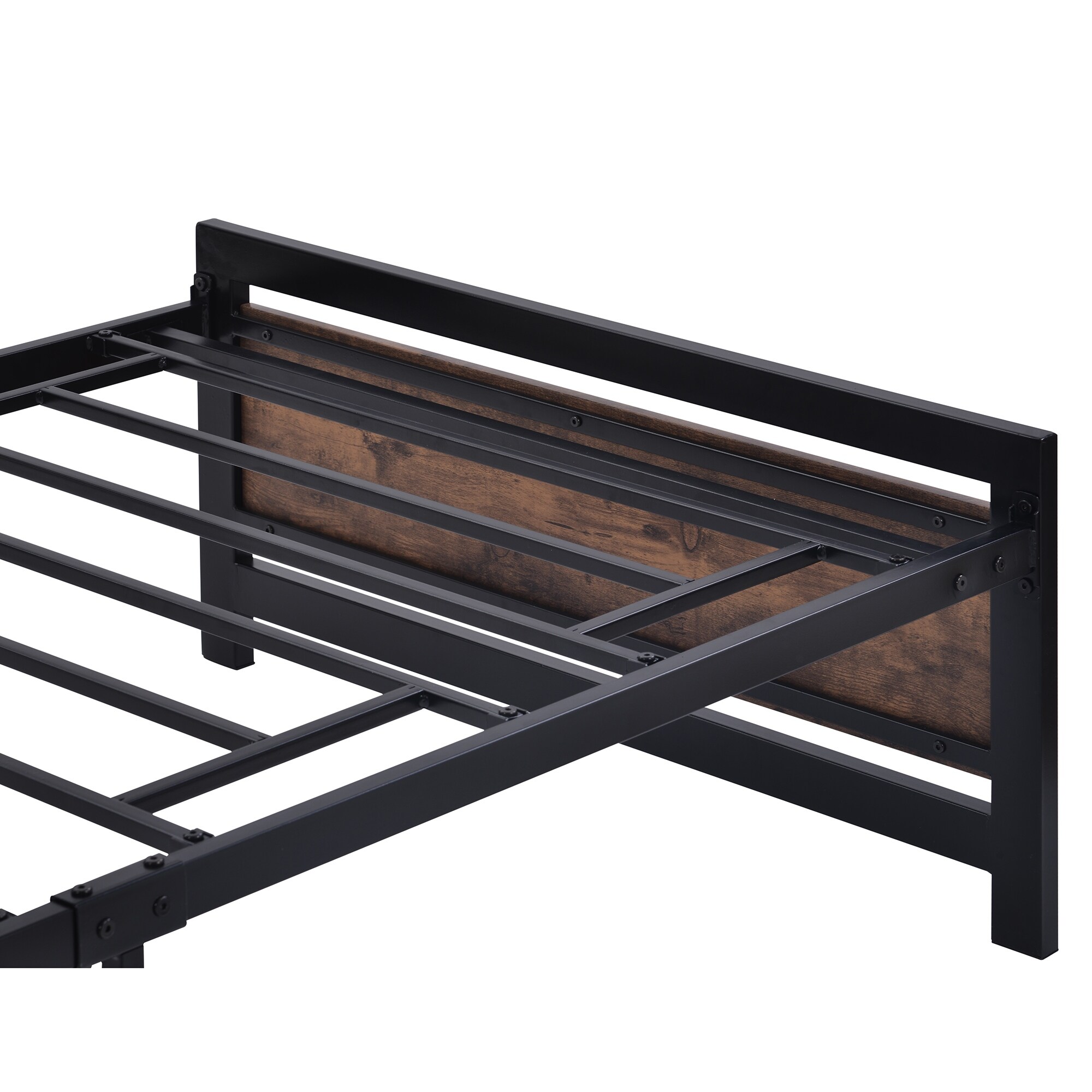 Metal and Wood Bed Frame ,Twin Size Platform Bed