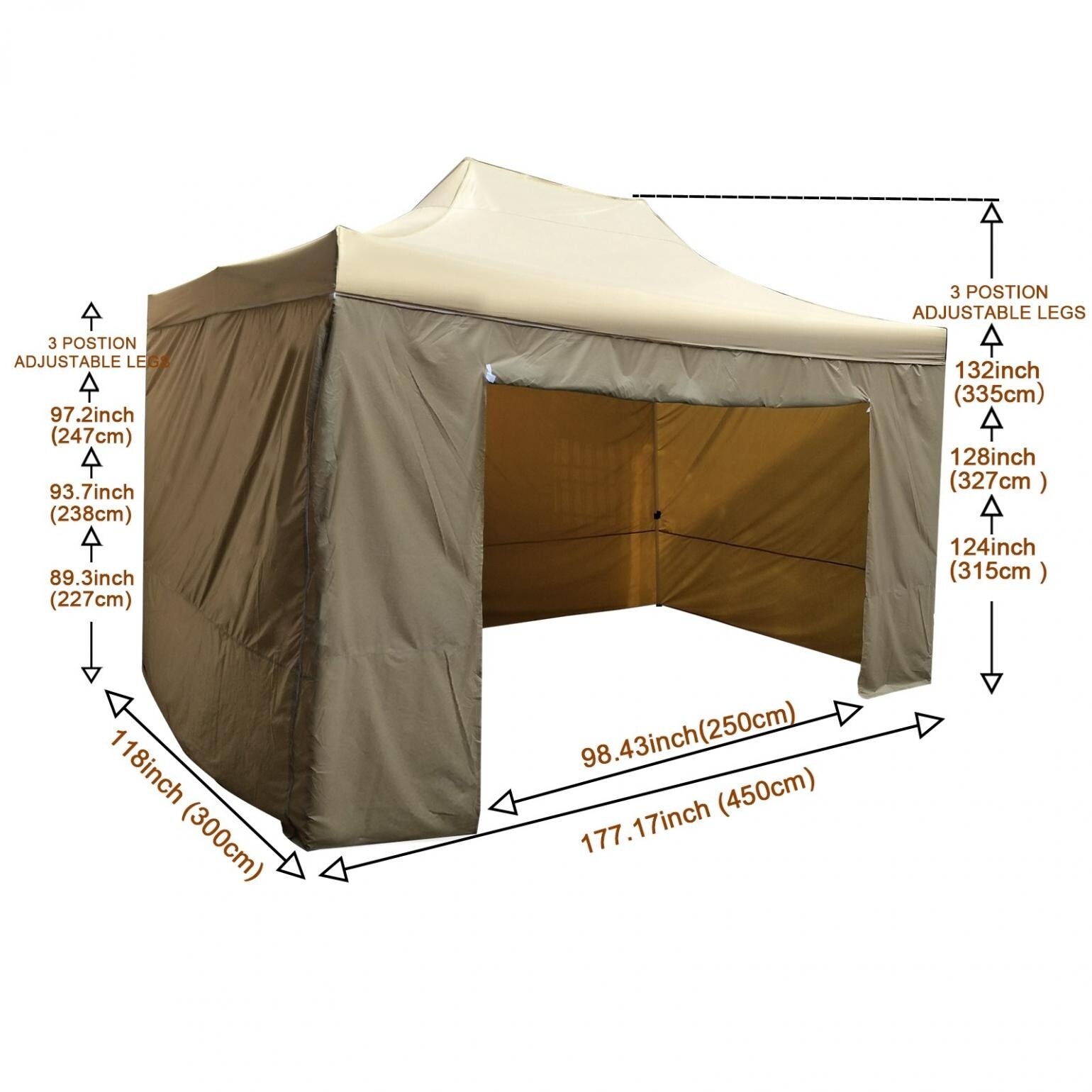Canopies Commercial Tents Market Stall With 6 Removable Sidewall - M - Silver