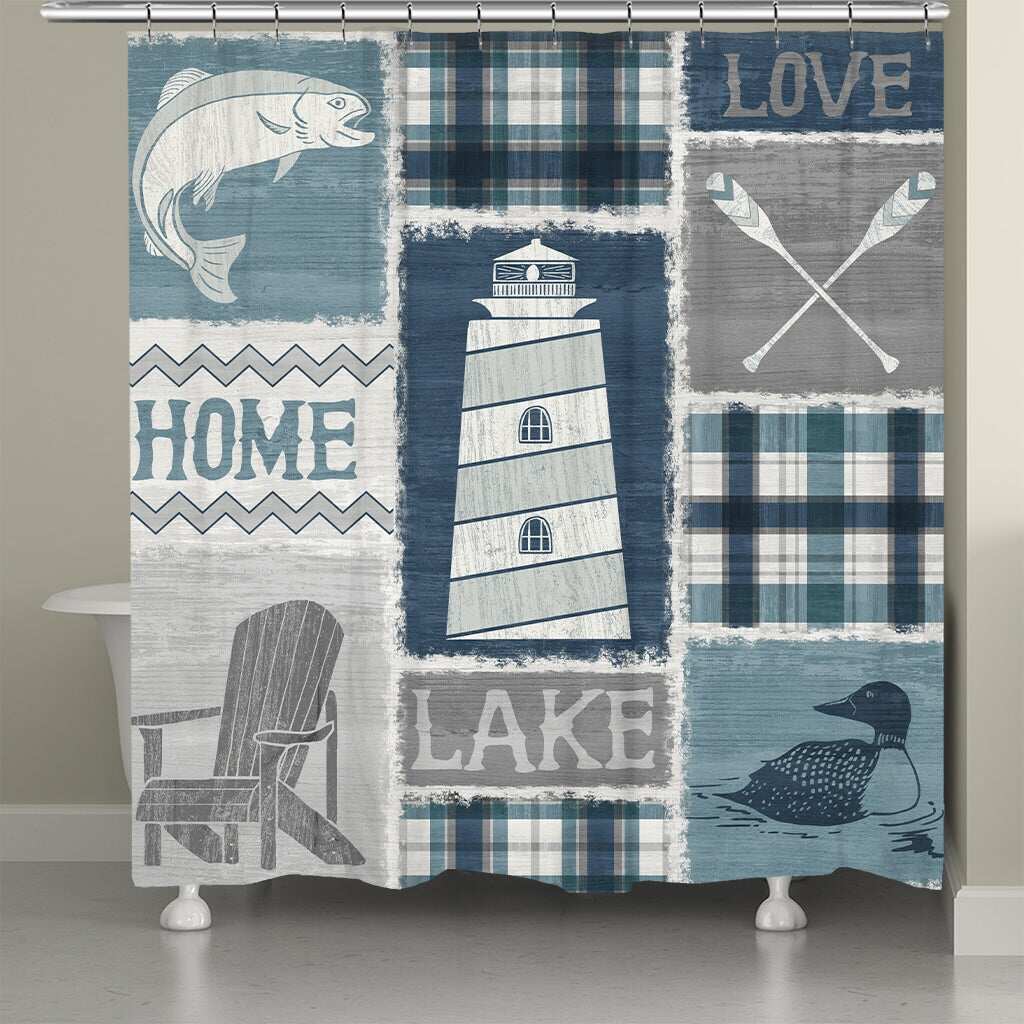 Laural Home Up North Patchwork Shower Curtain 71x72