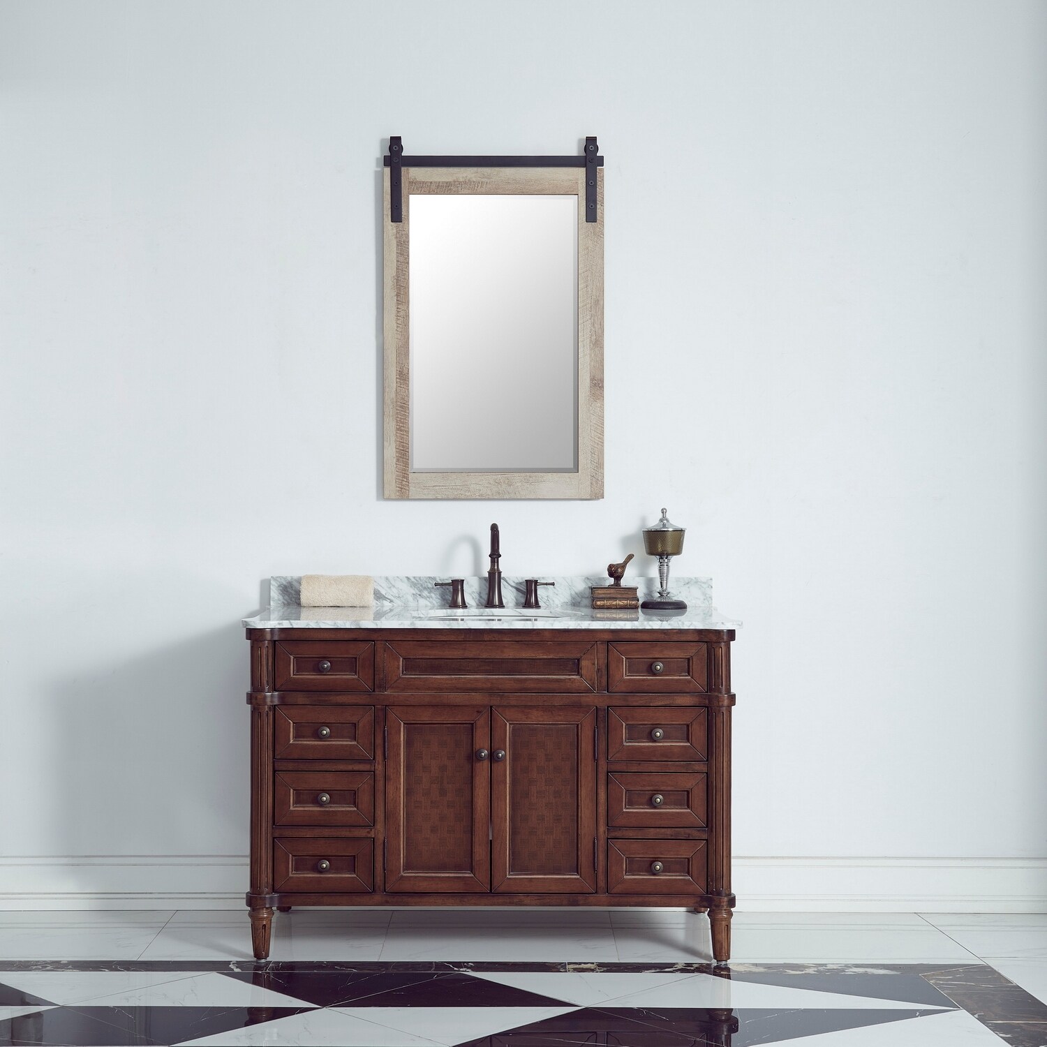 Cortes 24" Bathroom Vanity Barndoor Wall Mirror in Logs