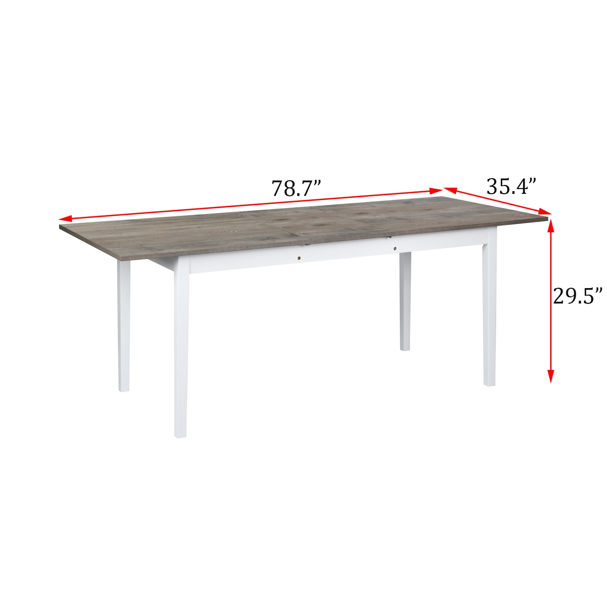 Extendable Dining Table, Eating Table W/ Extension Leaf for Party