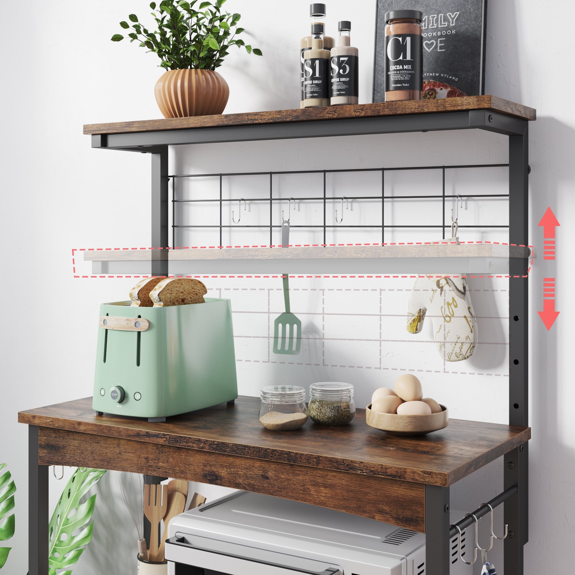 31.5'' Standing Baker's Rack with Cabinet - Grey