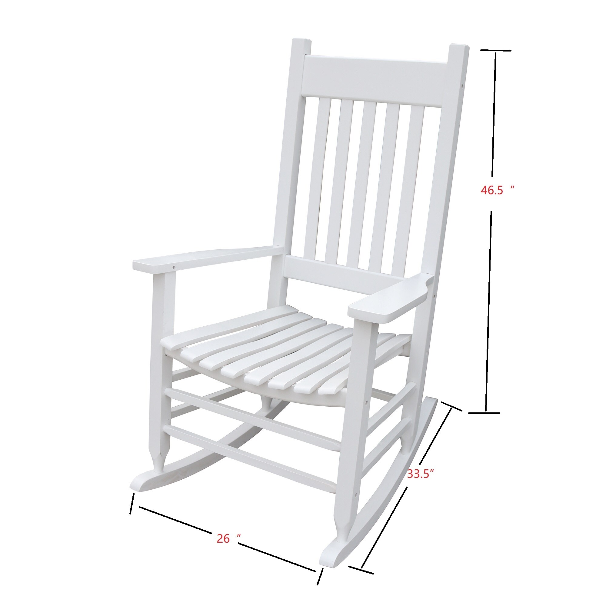 Leisure Porch Rocking Chair for Balcony, Porch,Constructed of Solid Hardwood,Sturdy Slatted Back Rest for Comfort and Safety