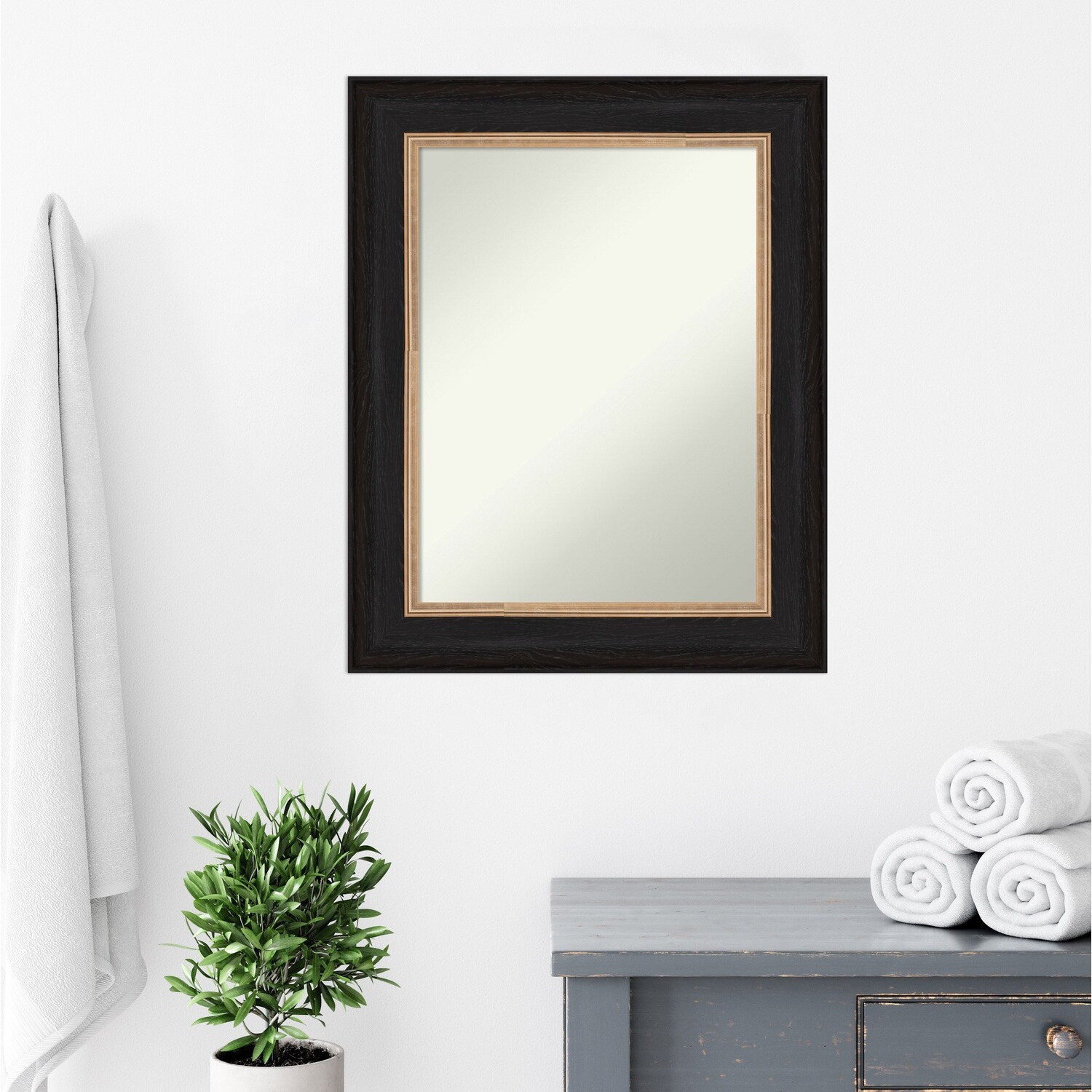 Non-Beveled Bathroom Wall Mirror - Vogue Black Frame - Vogue Black