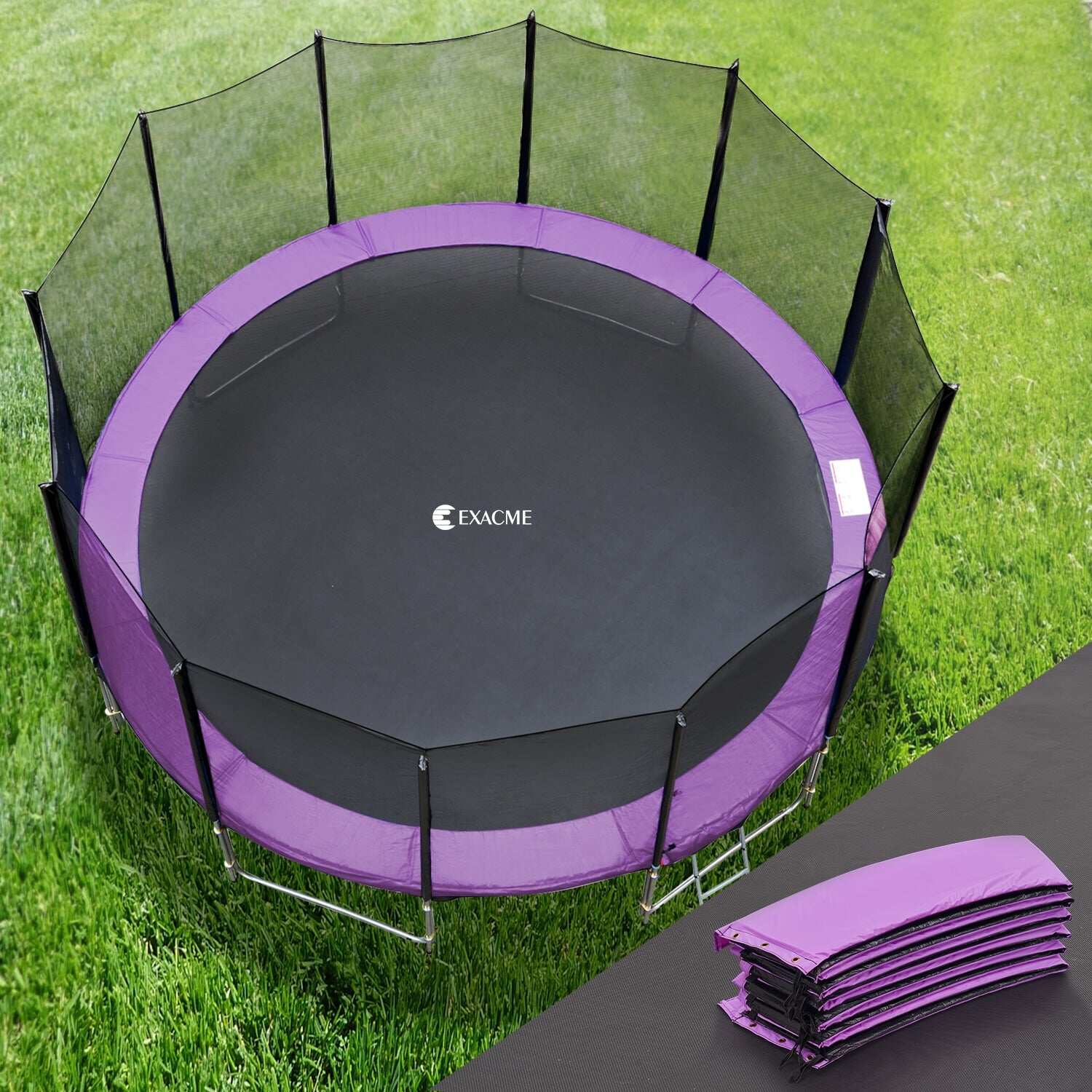 ExacMe Premium Thick Trampoline Pad Replacement with Opening, 12 14 15 Foot Safety Spring Cover with Storage Bag, Purple