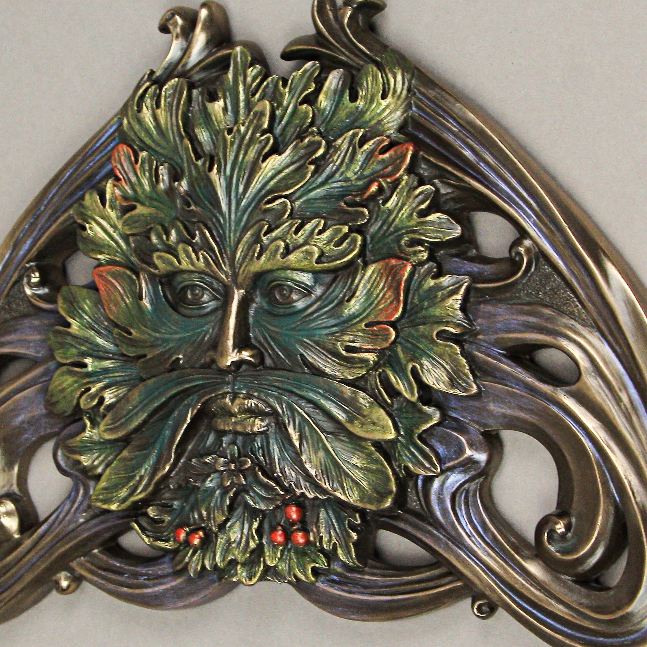 Art Nouveau Style Celtic Greenman Wall Hanging 9.5 Inches Long