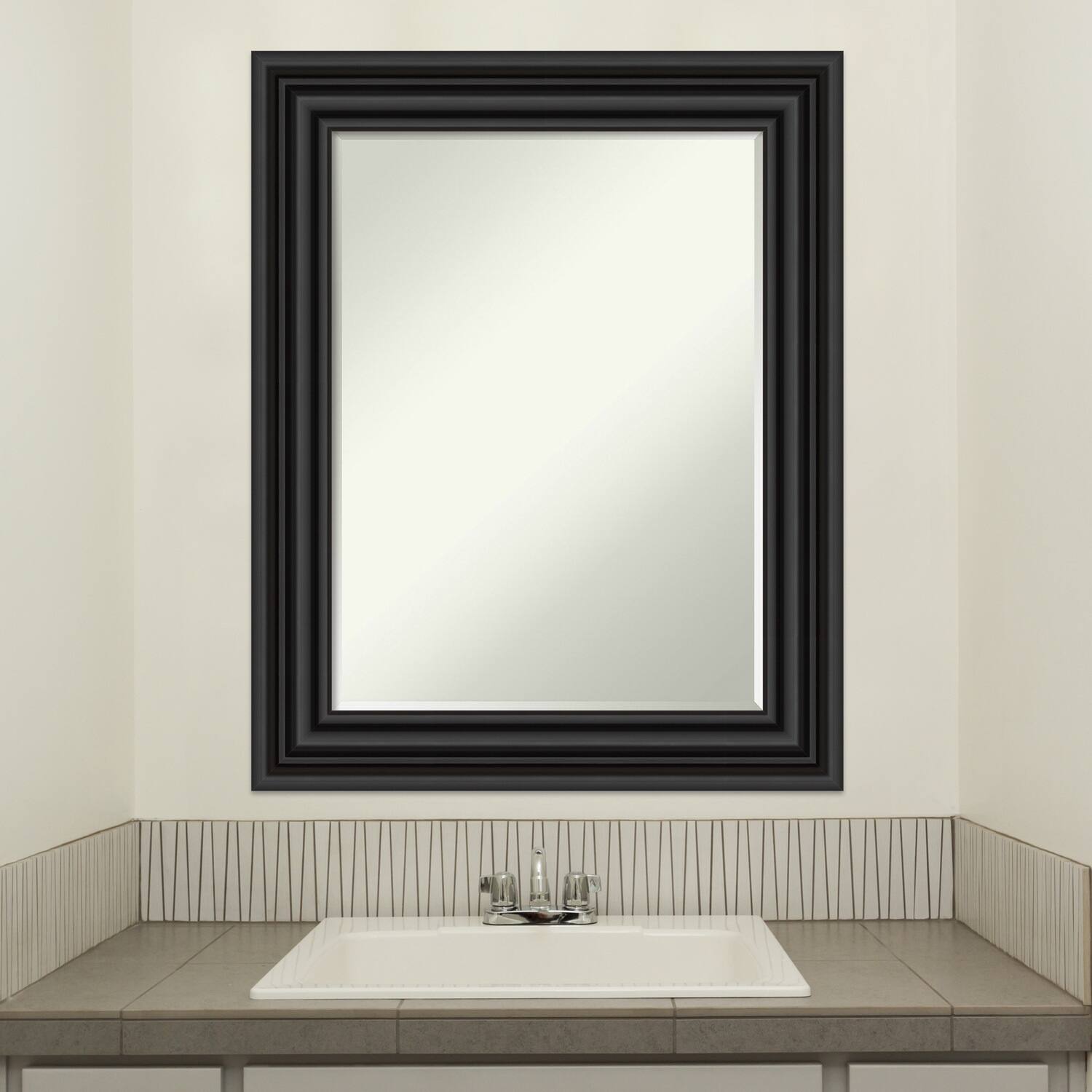 Petite Bevel Bathroom Wall Mirror - Colonial Black Frame - Colonial Black - 24 x 30 in