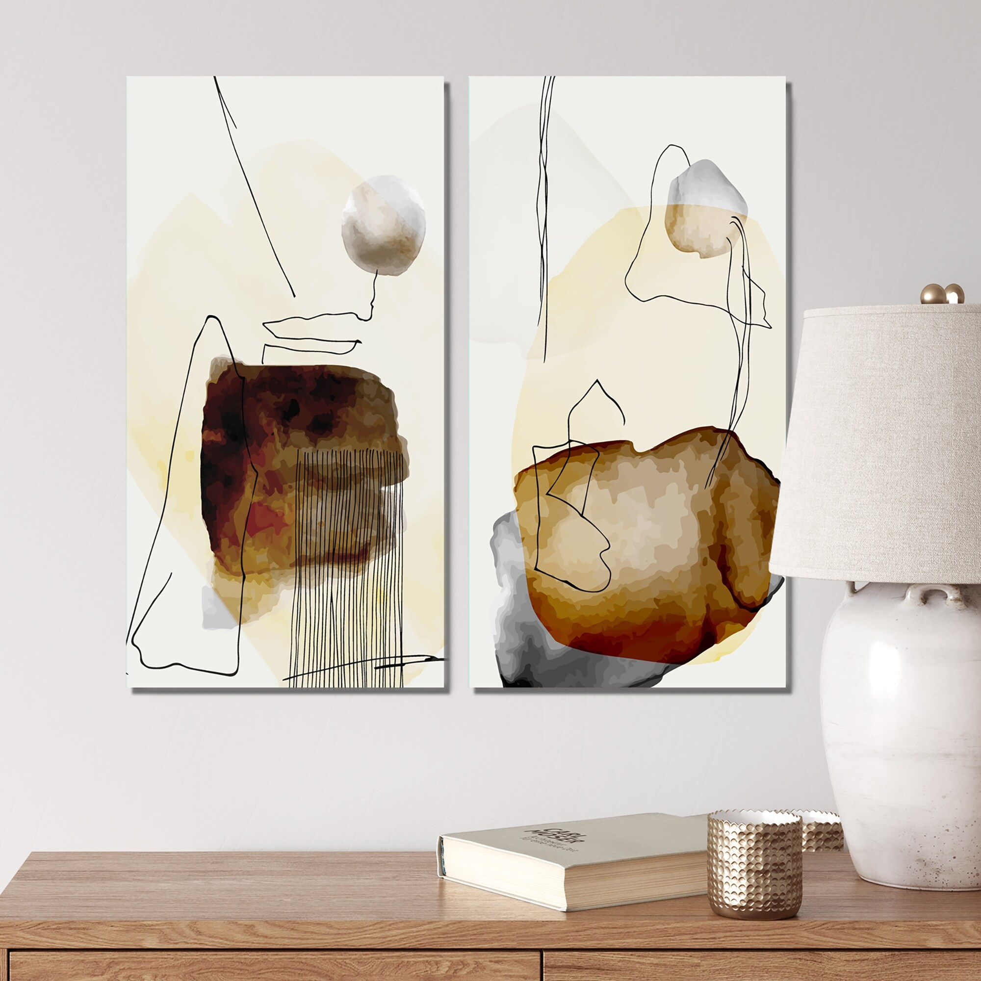 Designart 'Trendy Abstracts With Colorful Shapes VII' Geometric Set of 2 Pieces