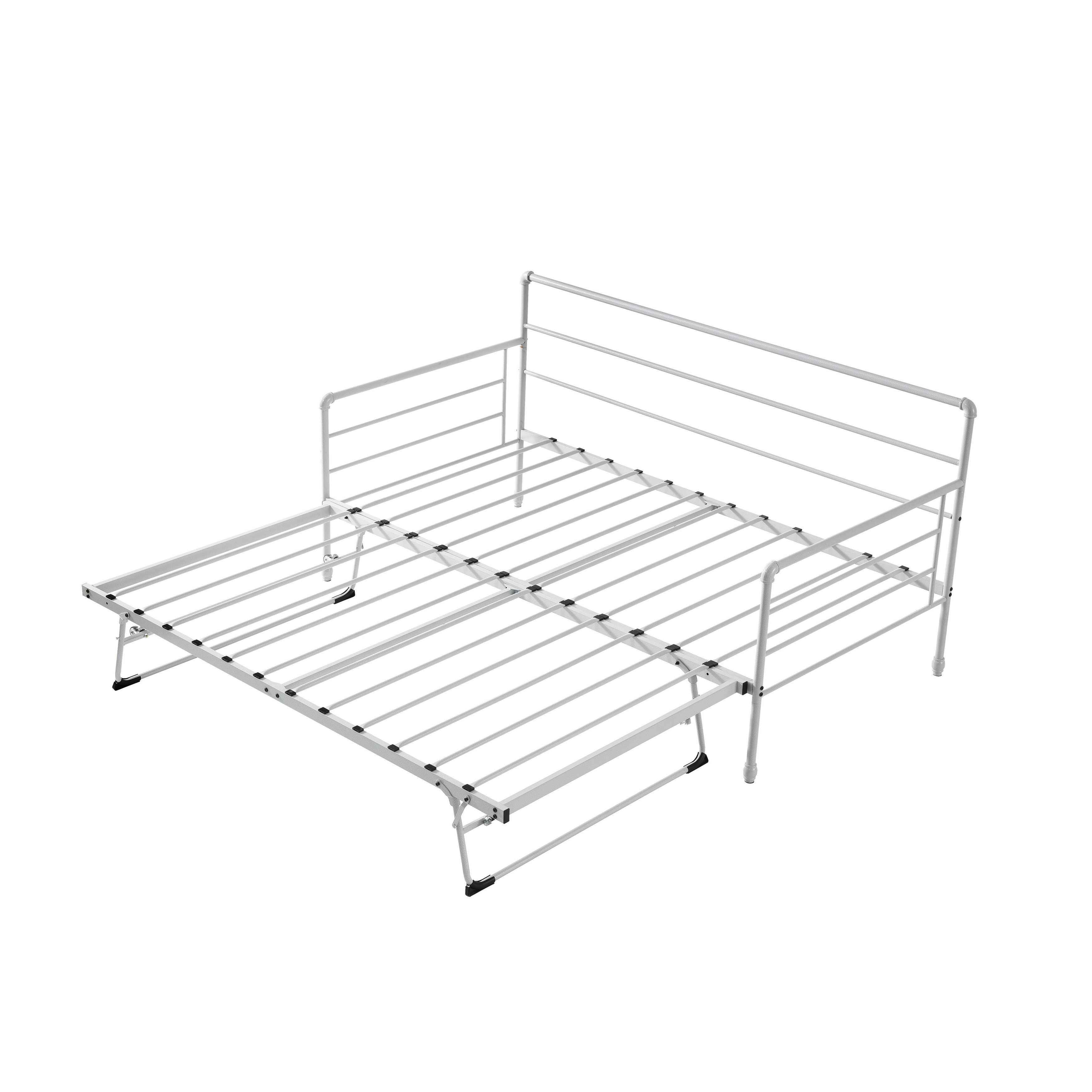 Twin Steel Metal Daybed With Pop Up Trundle