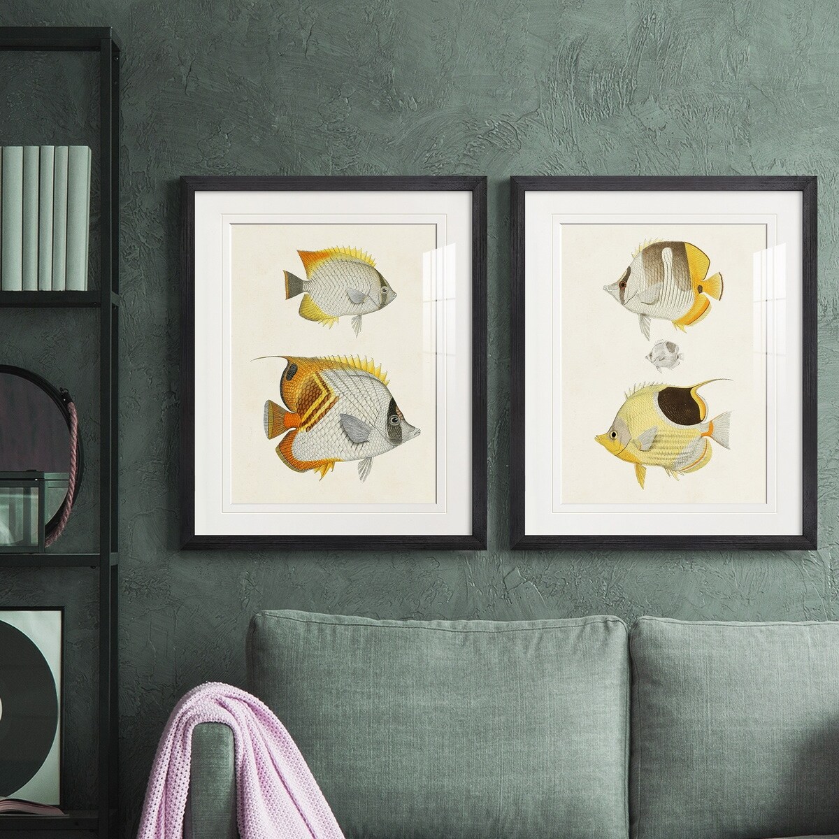 Yellow & Grey Fish I Premium Framed Print - Ready to Hang - Multi-Color