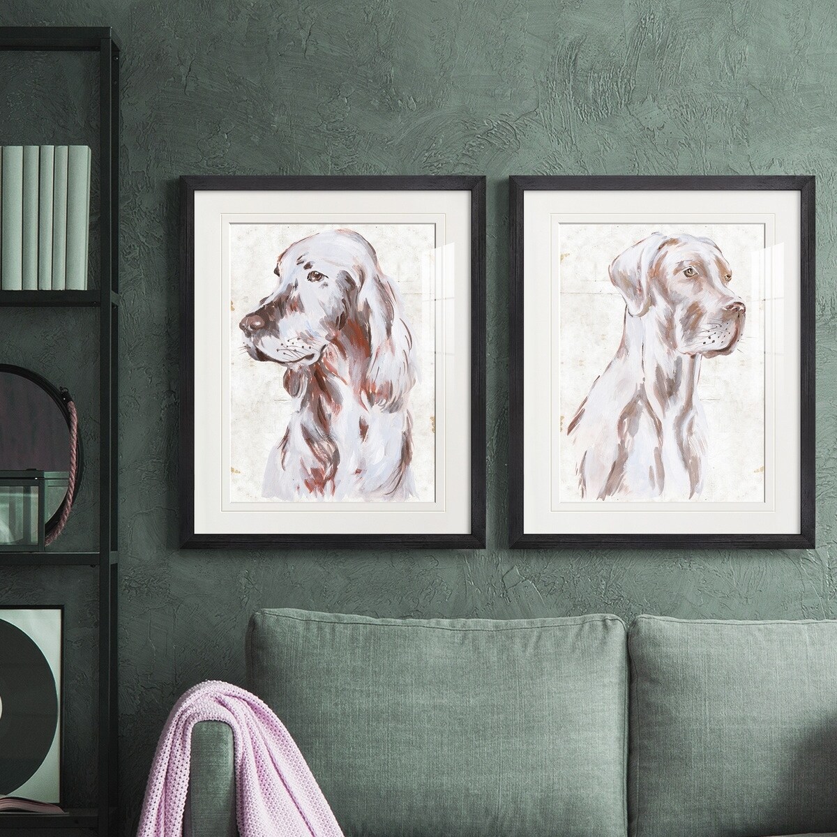 Sitting Dog III Premium Framed Print - Ready to Hang - Multi-Color