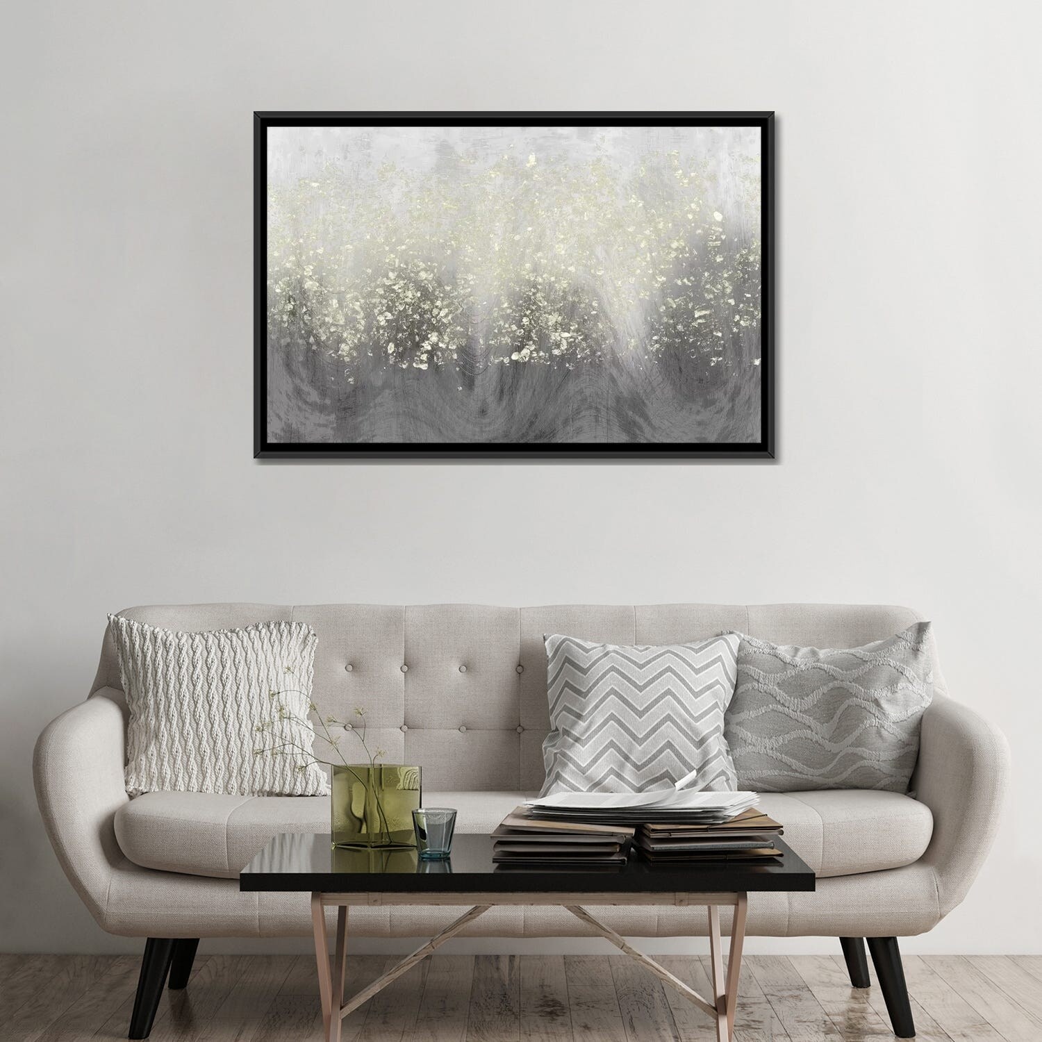 iCanvas "Glitter Swirl I" by Jennifer Goldberger Framed Canvas Print