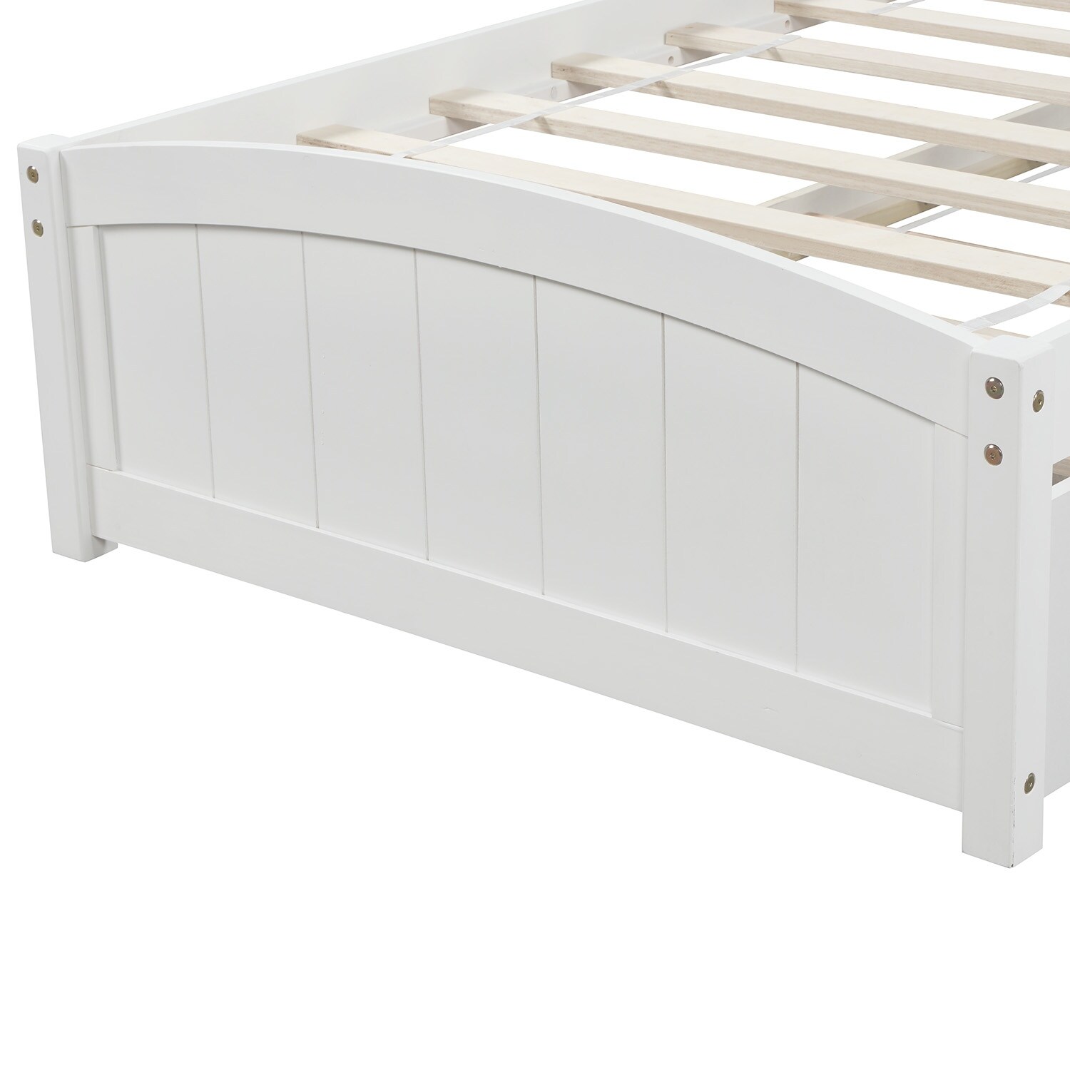 Easy Assemble Modern Twin Wood Platform Bed with Twin Trundle for Small Aprtment Dorm Bedroom, No Box Spring Needed