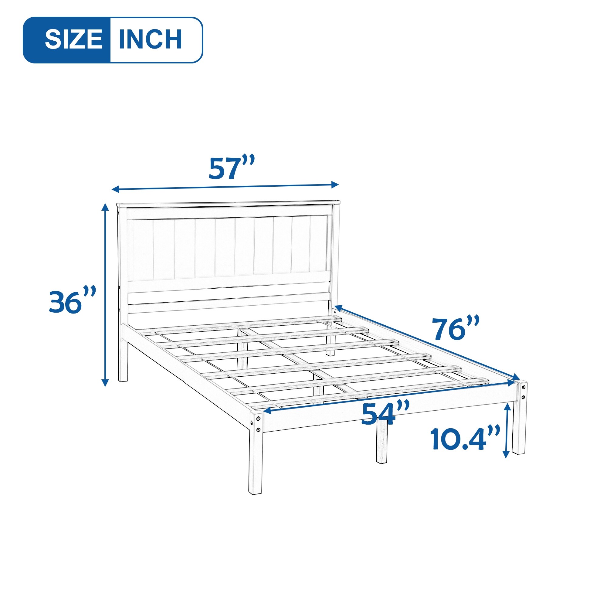 Optimum Durable Full Wood Platform Bed Frame with Headboard&Under-bed Storage, 8 Slats Support, No Box Spring Needed