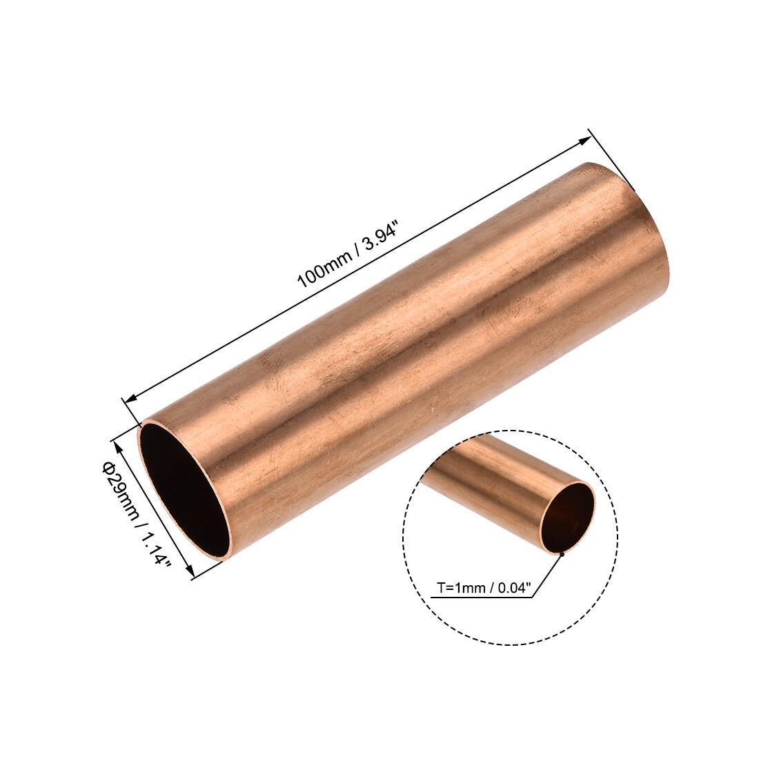 Copper Round Tube Hollow Straight Pipe Tubing 3 Pcs