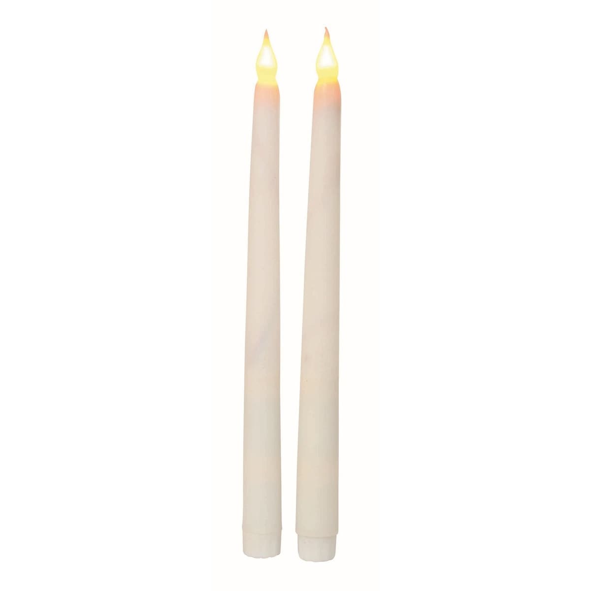White Led Wax Coated Taper Candles (Set Of 2)