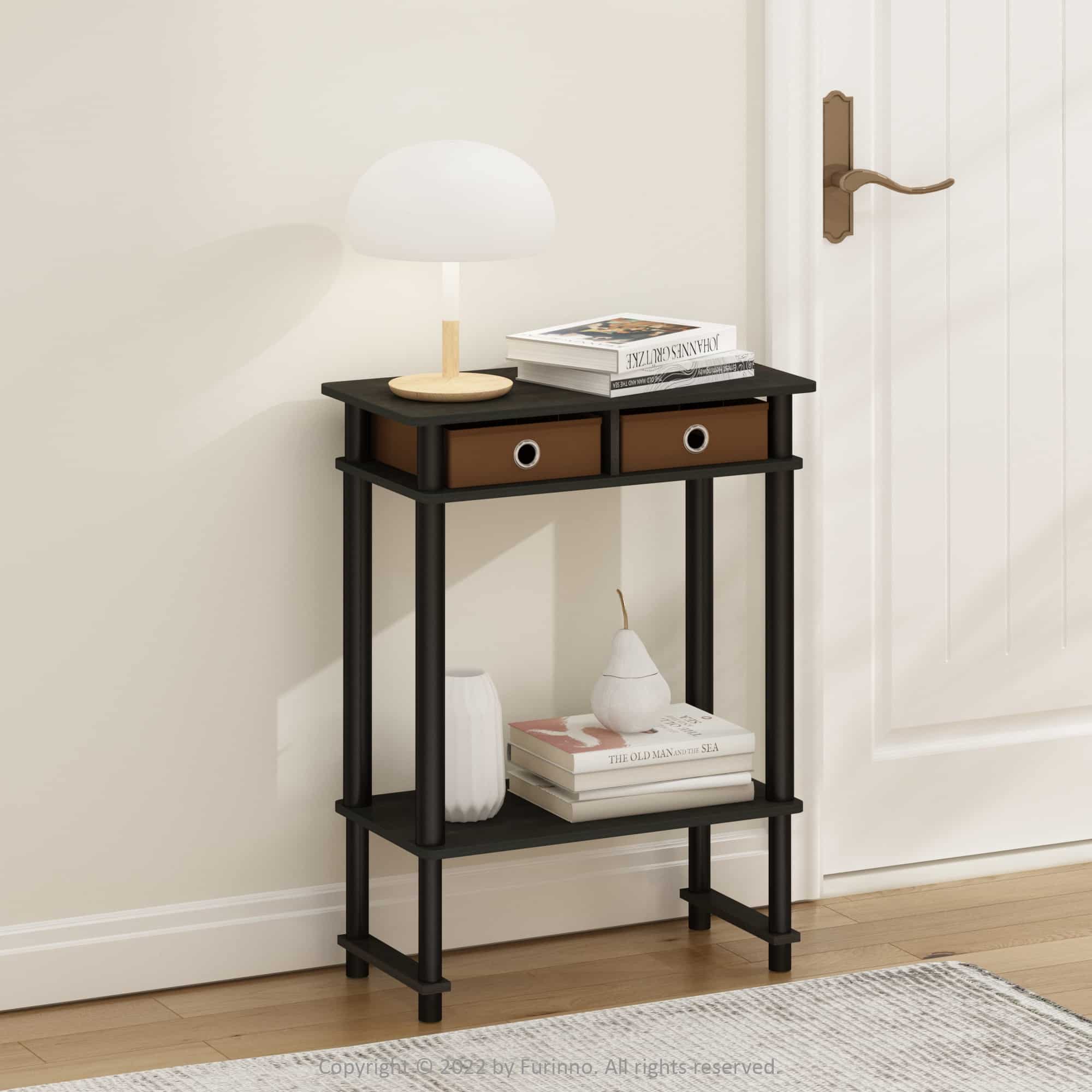 Furinno Turn-N-Tube Tall-Wide Hallway Console Table with Bin