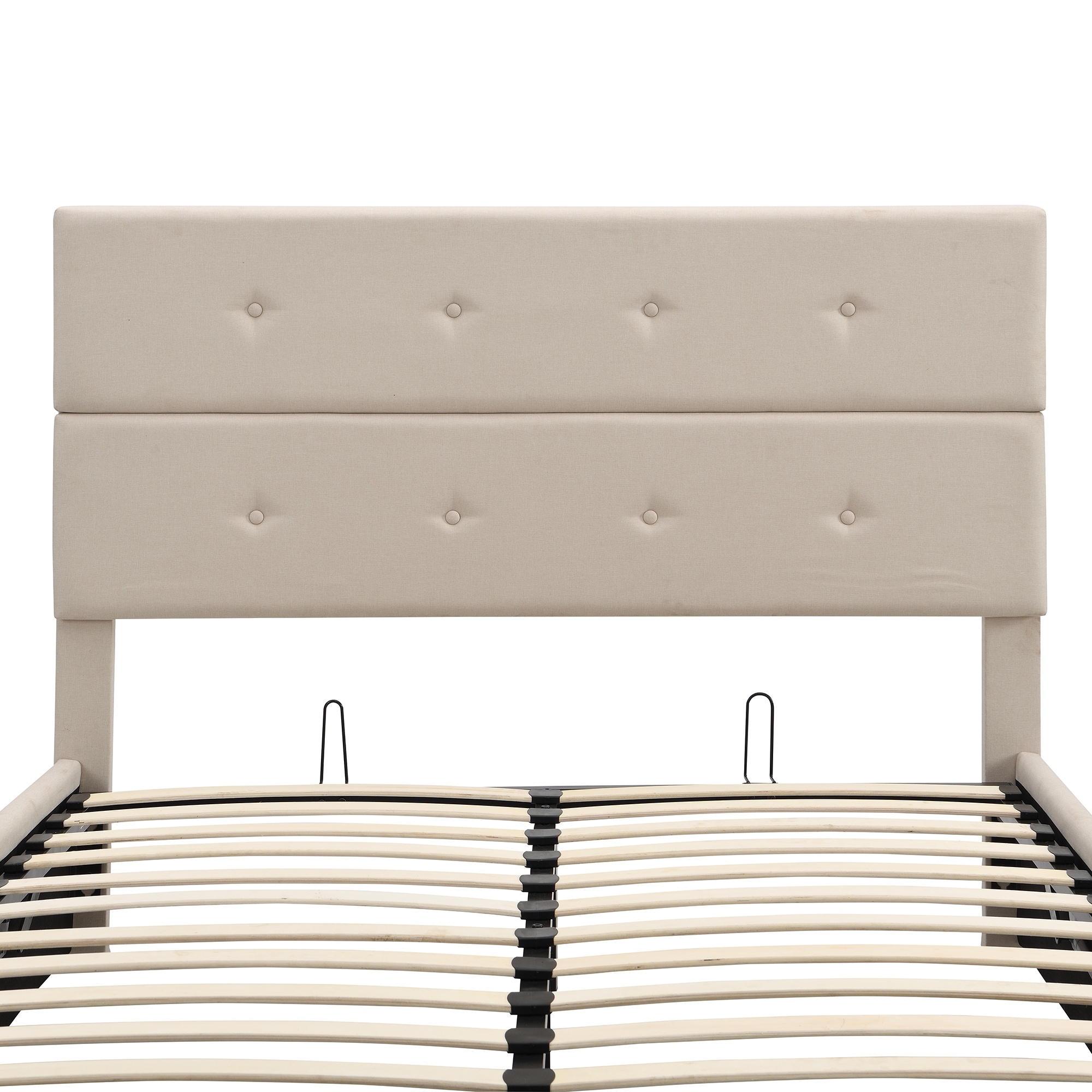 Upholstered Platform Bed with Button-tufted Headboard&Footboard, Underneath Storage, Full Size, Beige