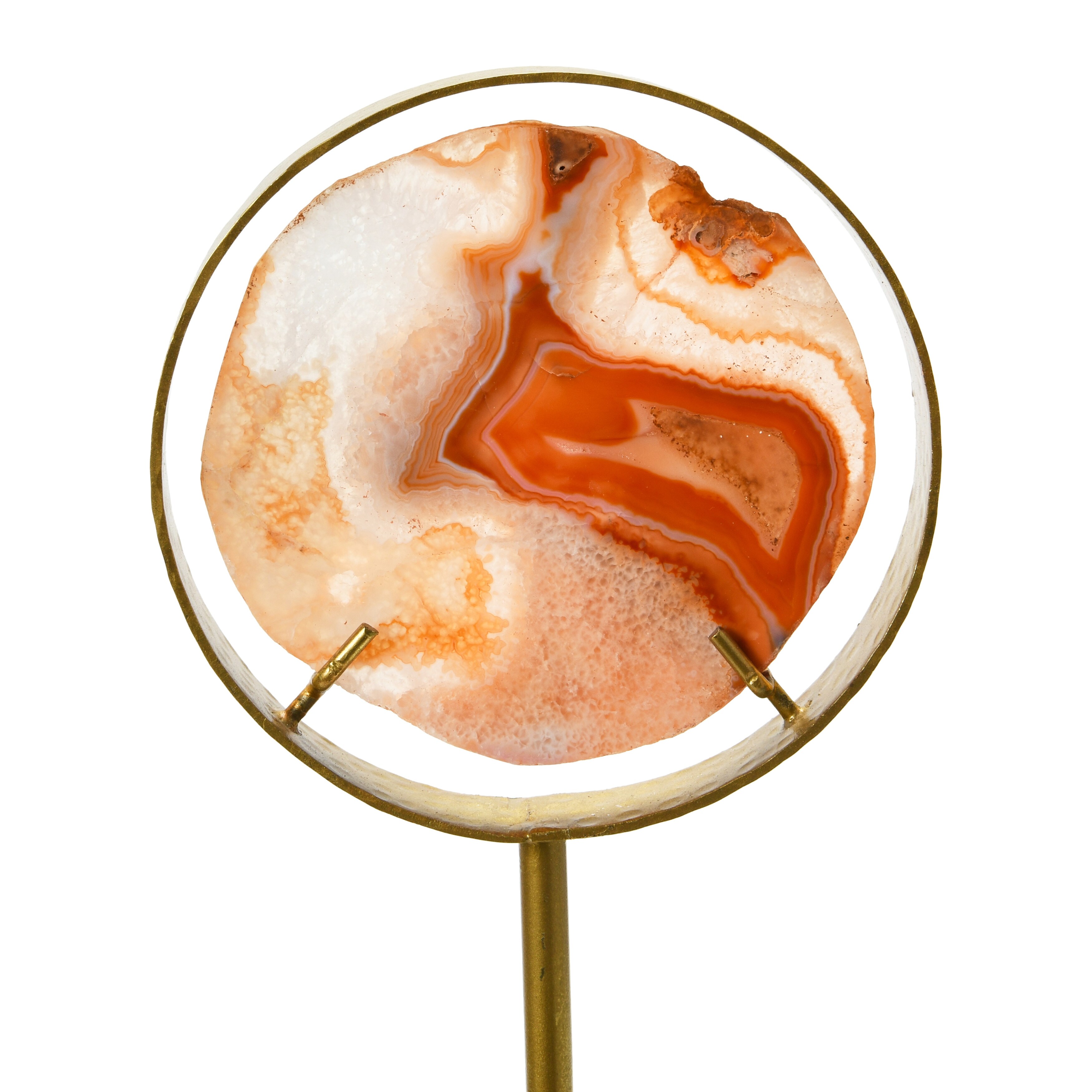 Decorative Agate Accent on Metal and Marble Stand